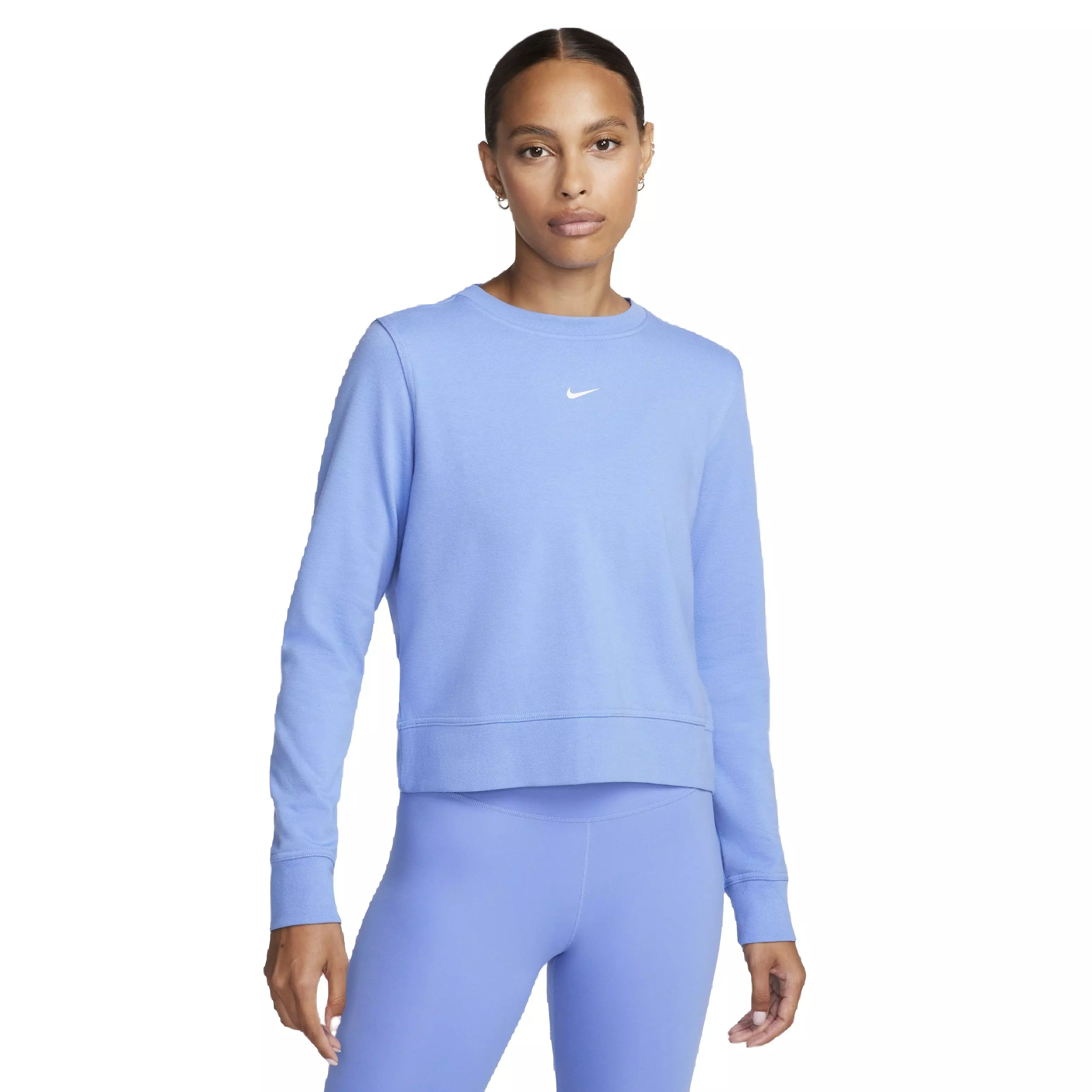 Nike Women's One Dri-FIT Crew-Neck LBR French Terry Sweatshirt - BLUE