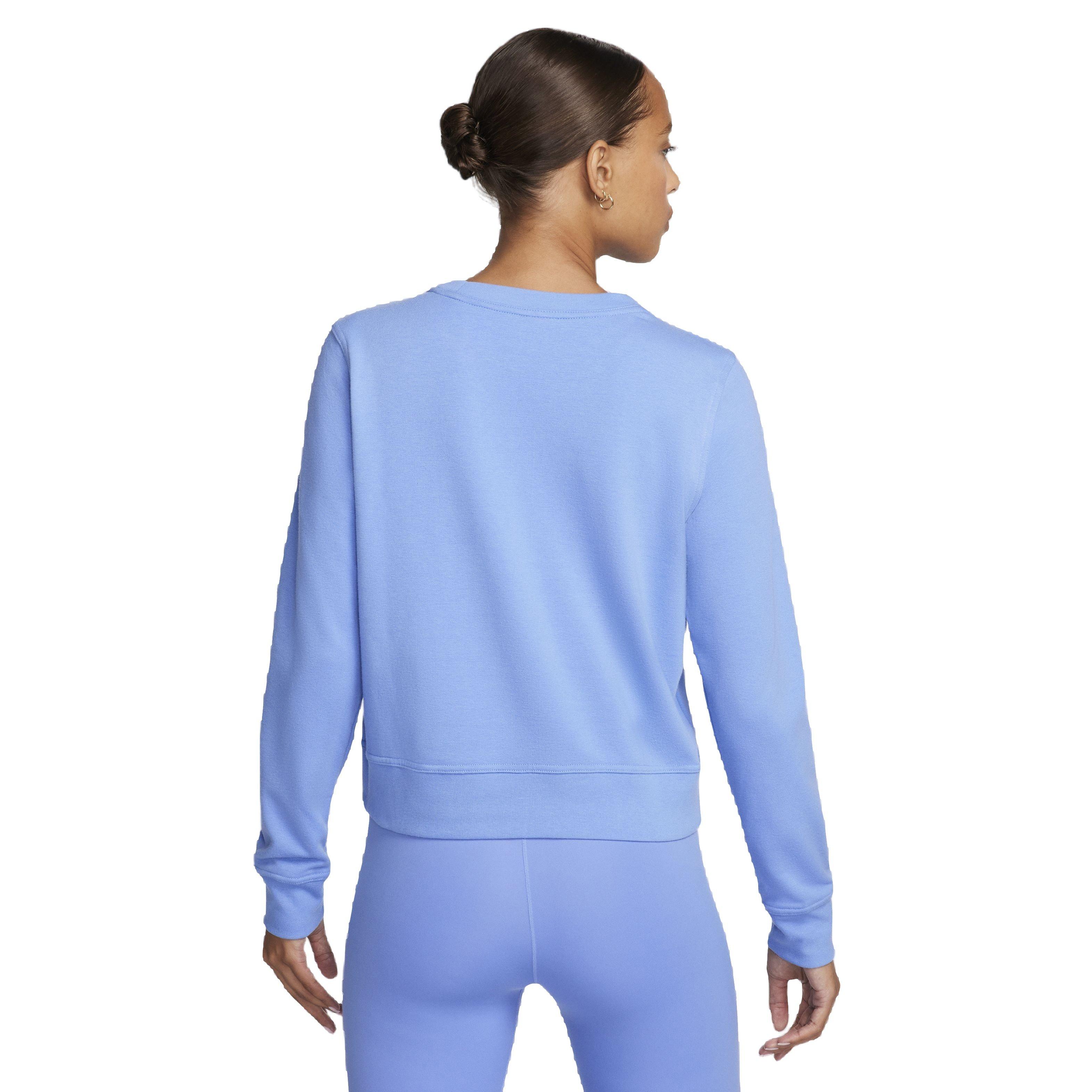 Nike Women's One Dri-FIT Crew-Neck LBR French Terry Sweatshirt - BLUE Thumbnail View 2