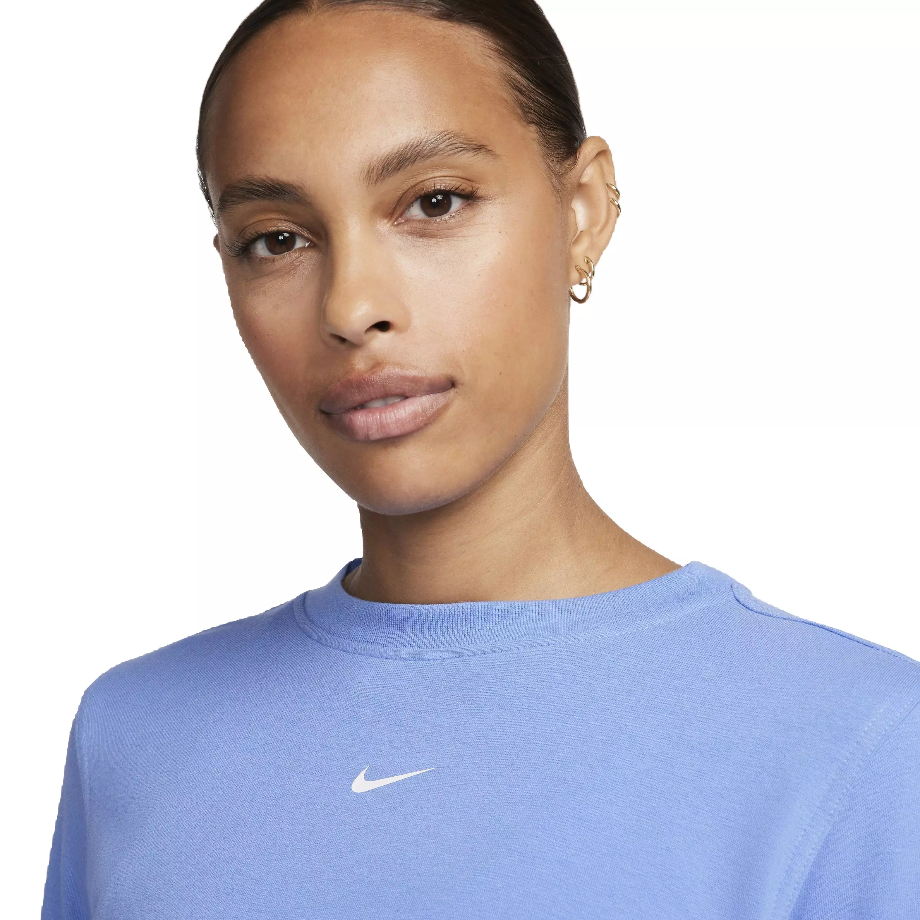 Nike Women's One Dri-FIT Crew-Neck LBR French Terry Sweatshirt - BLUE