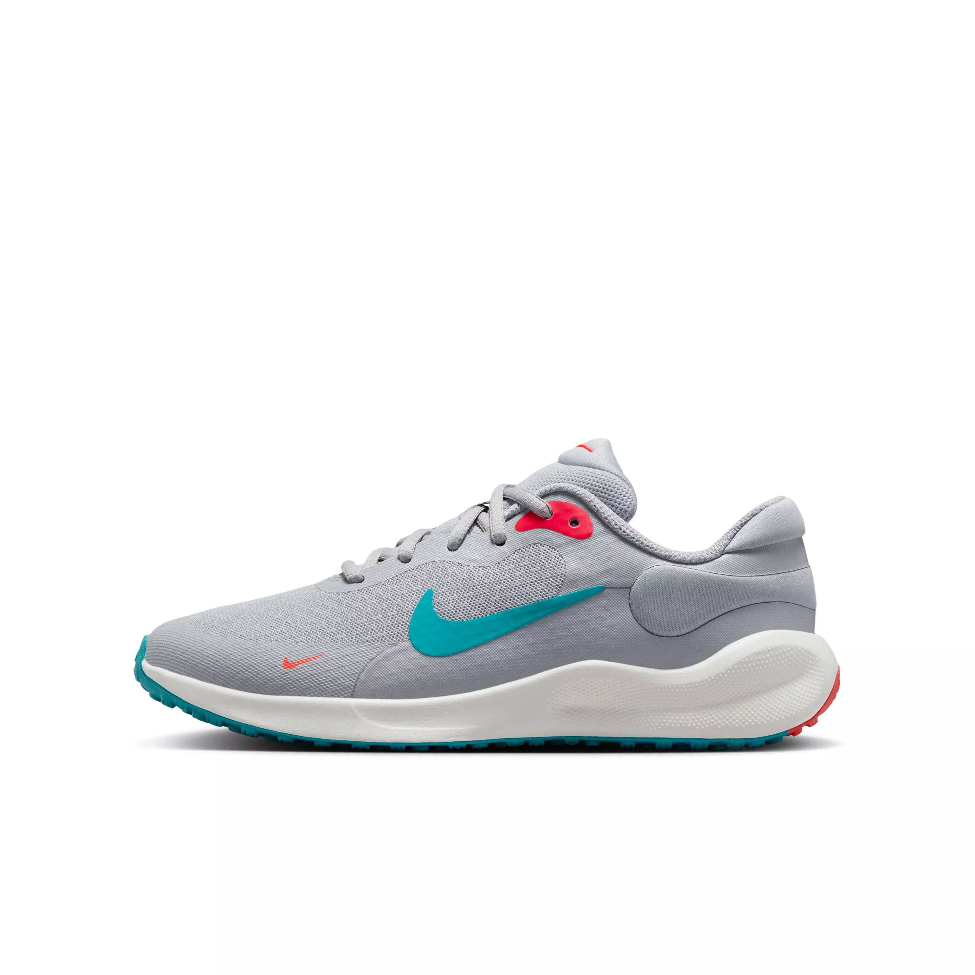 Nike Revolution 7 "Wolf Grey/Crimson/Summit White/Dusty Cactus" Grade School Boys' Running Shoe - GREY/CRIMSON/WHITE/CACTUS
