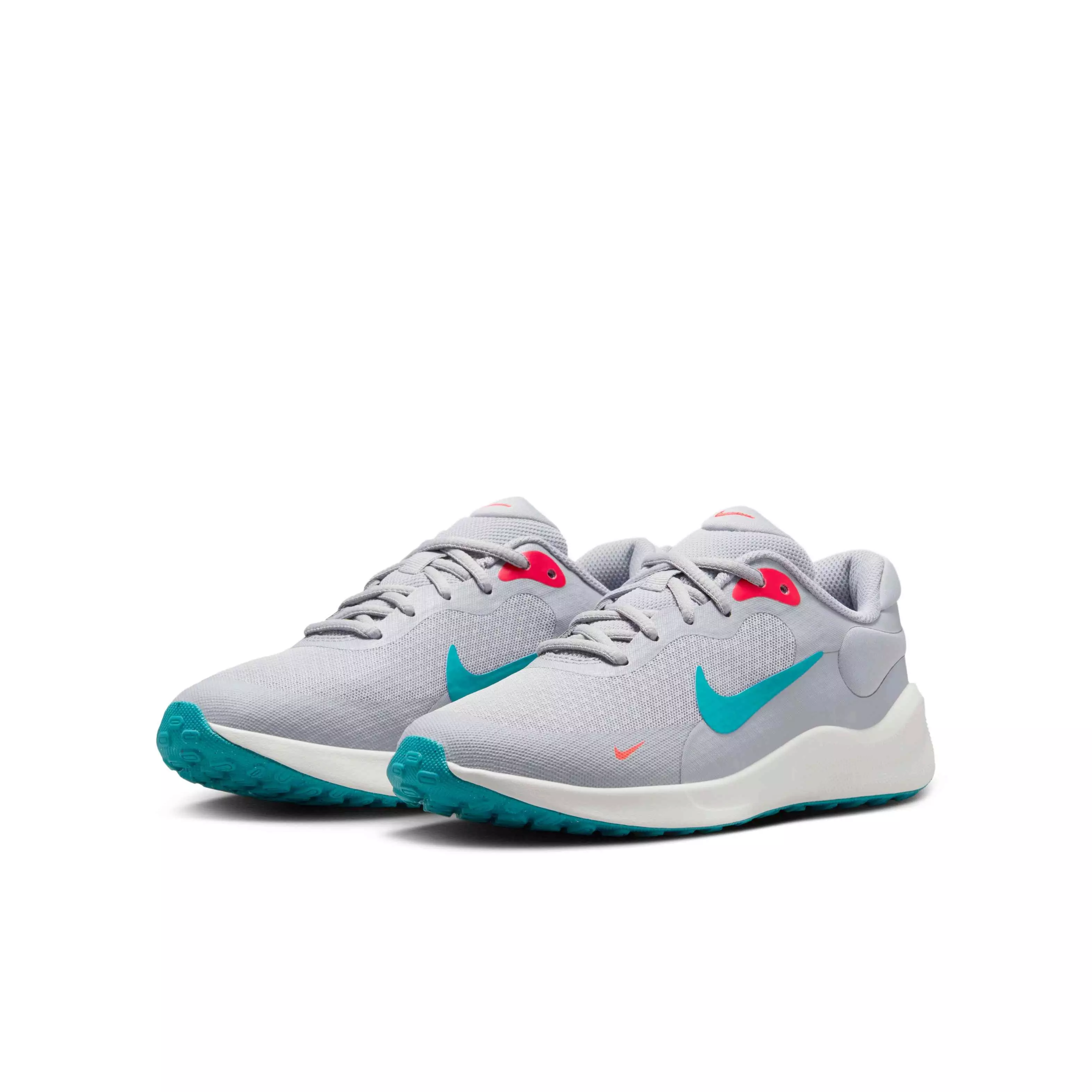 Nike Revolution 7 "Wolf Grey/Crimson/Summit White/Dusty Cactus" Grade School Boys' Running Shoe - GREY/CRIMSON/WHITE/CACTUS