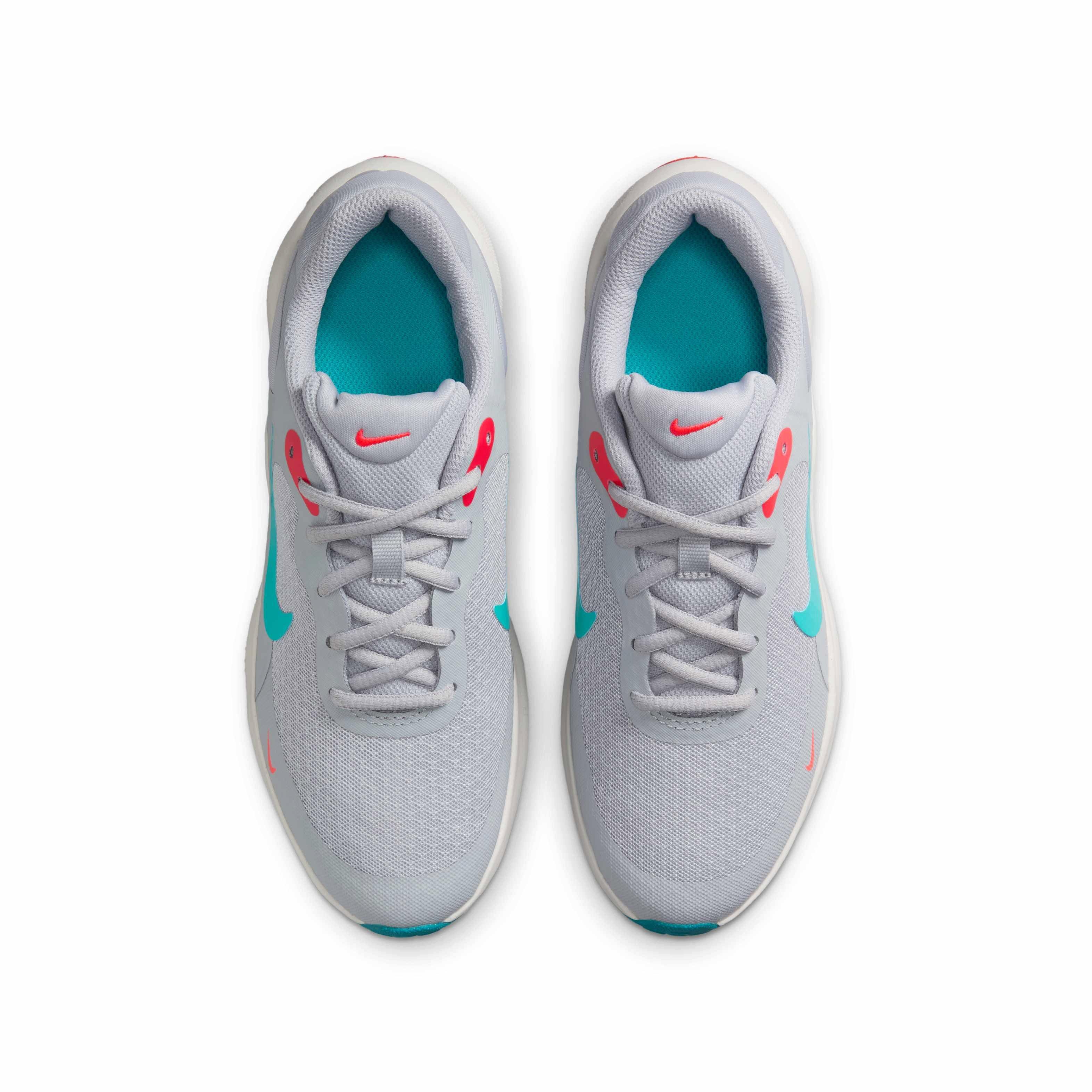 Nike Revolution 7 "Wolf Grey/Crimson/Summit White/Dusty Cactus" Grade School Boys' Running Shoe - GREY/CRIMSON/WHITE/CACTUS Thumbnail View 4