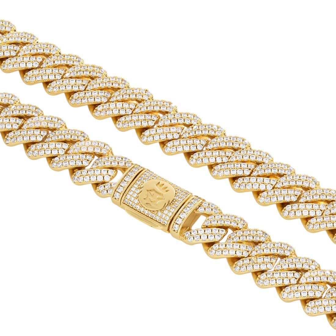 King Ice 12mm Iced Diamond Cut Miami Cuban Link Chain - Gold - GOLD