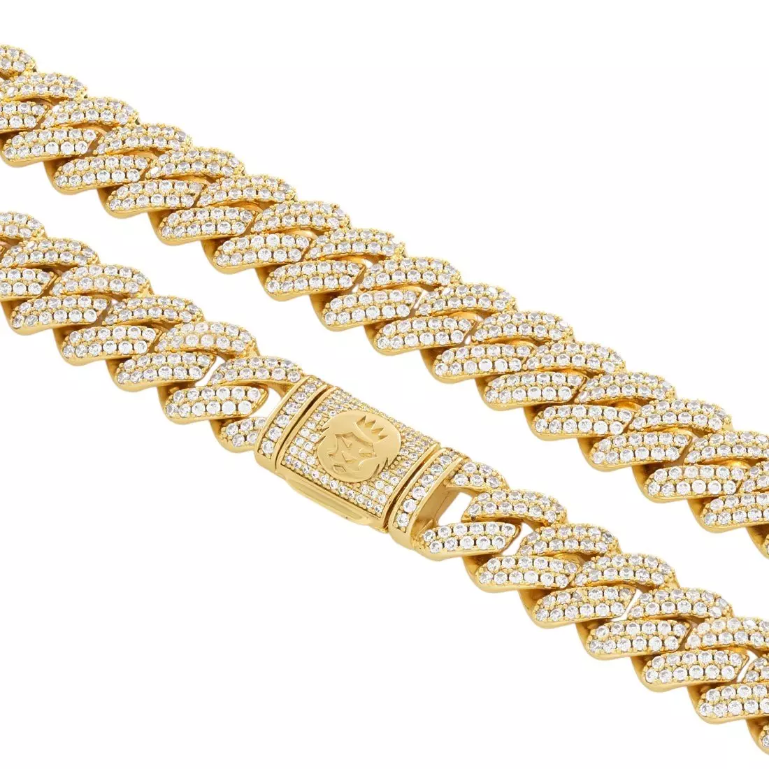 King Ice 12mm Iced Diamond Cut Miami Cuban Link Chain - Gold - GOLD