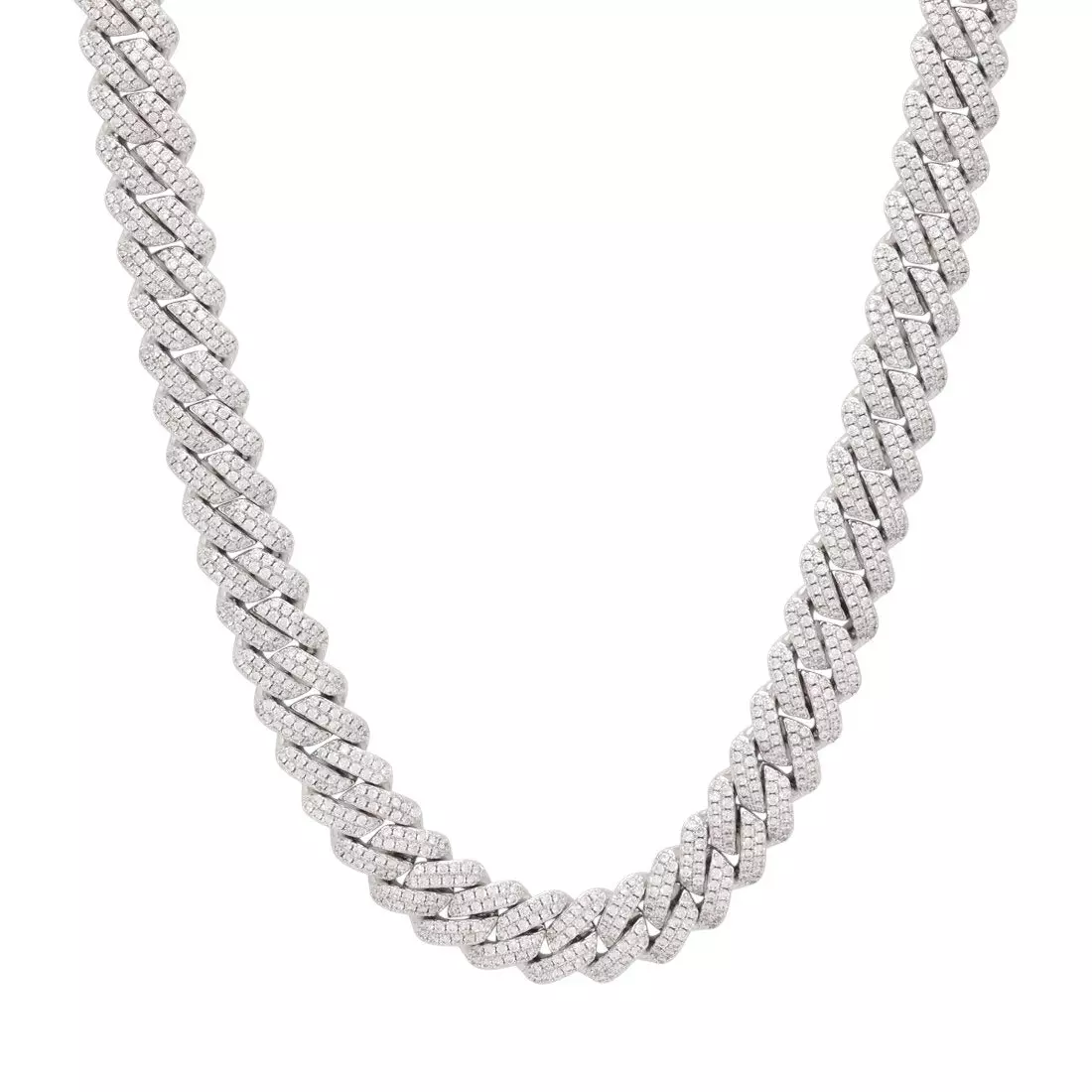 King Ice 12mm Iced Diamond Cut Miami Cuban Link Chain - White Gold - WHITE GOLD