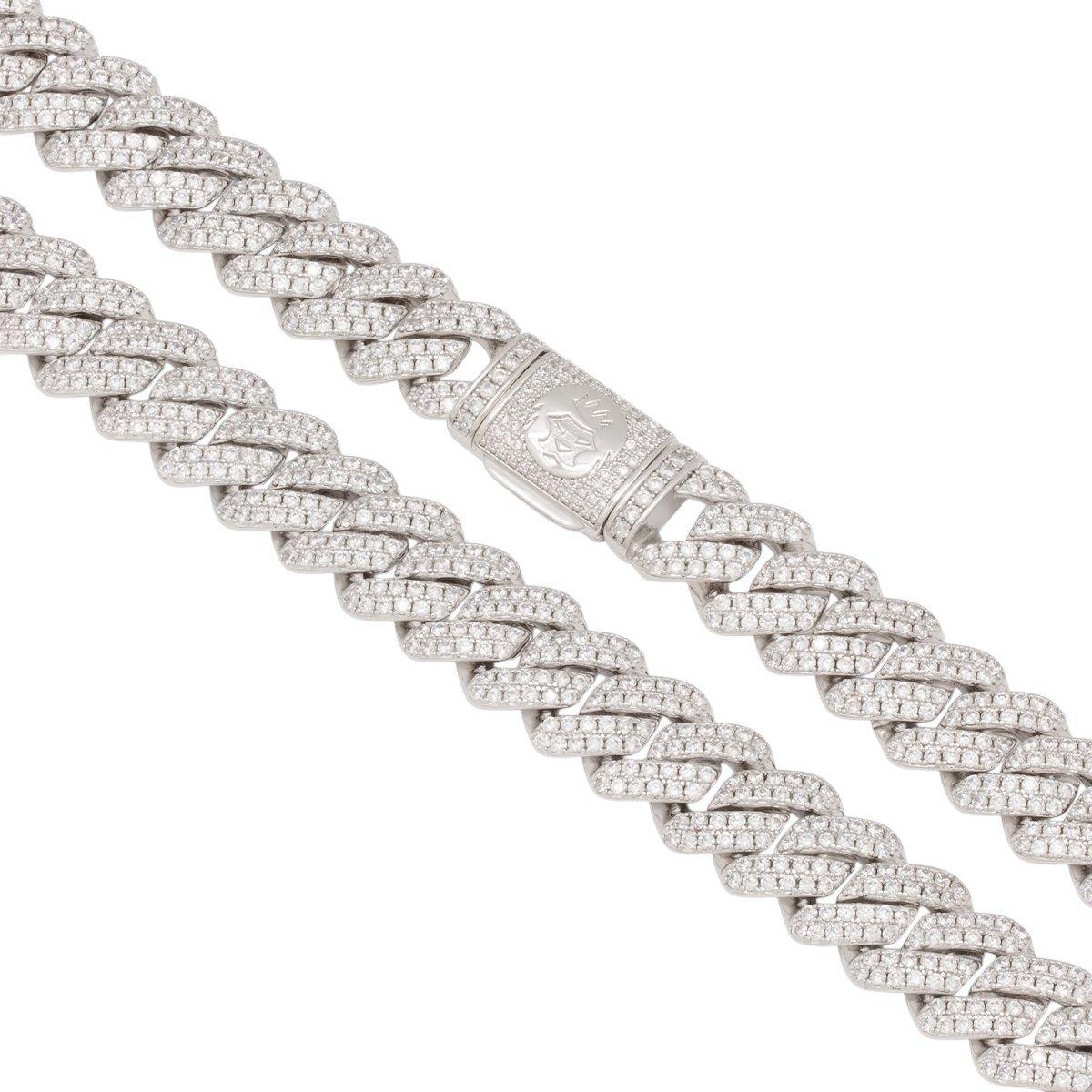 King Ice 12mm Iced Diamond Cut Miami Cuban Link Chain - White Gold - WHITE GOLD