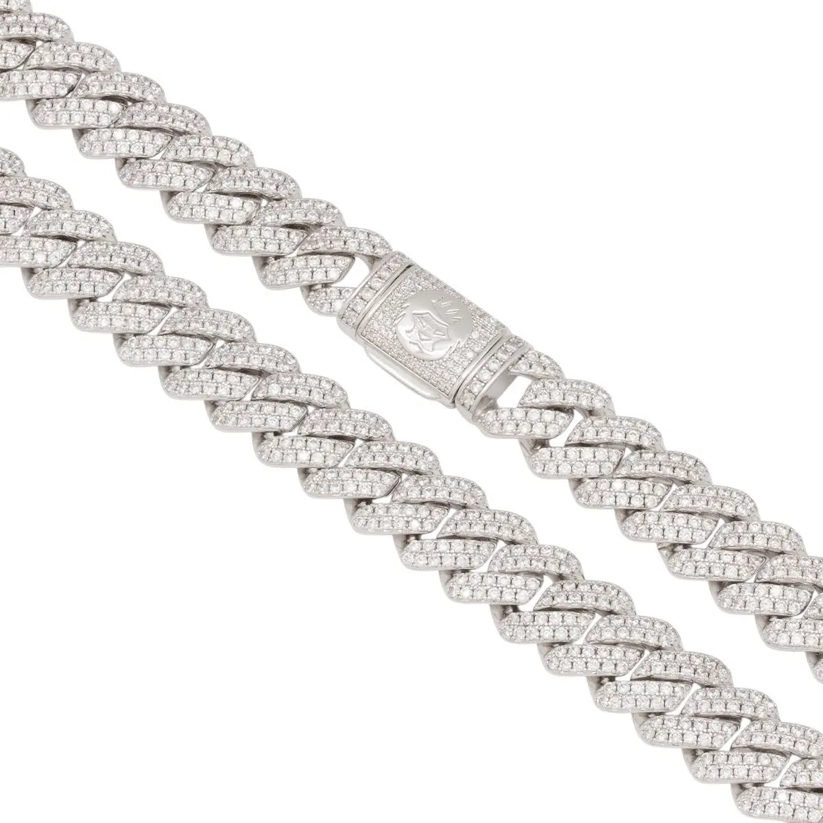 King Ice 12mm Iced Diamond Cut Miami Cuban Link Chain - White Gold - WHITE GOLD