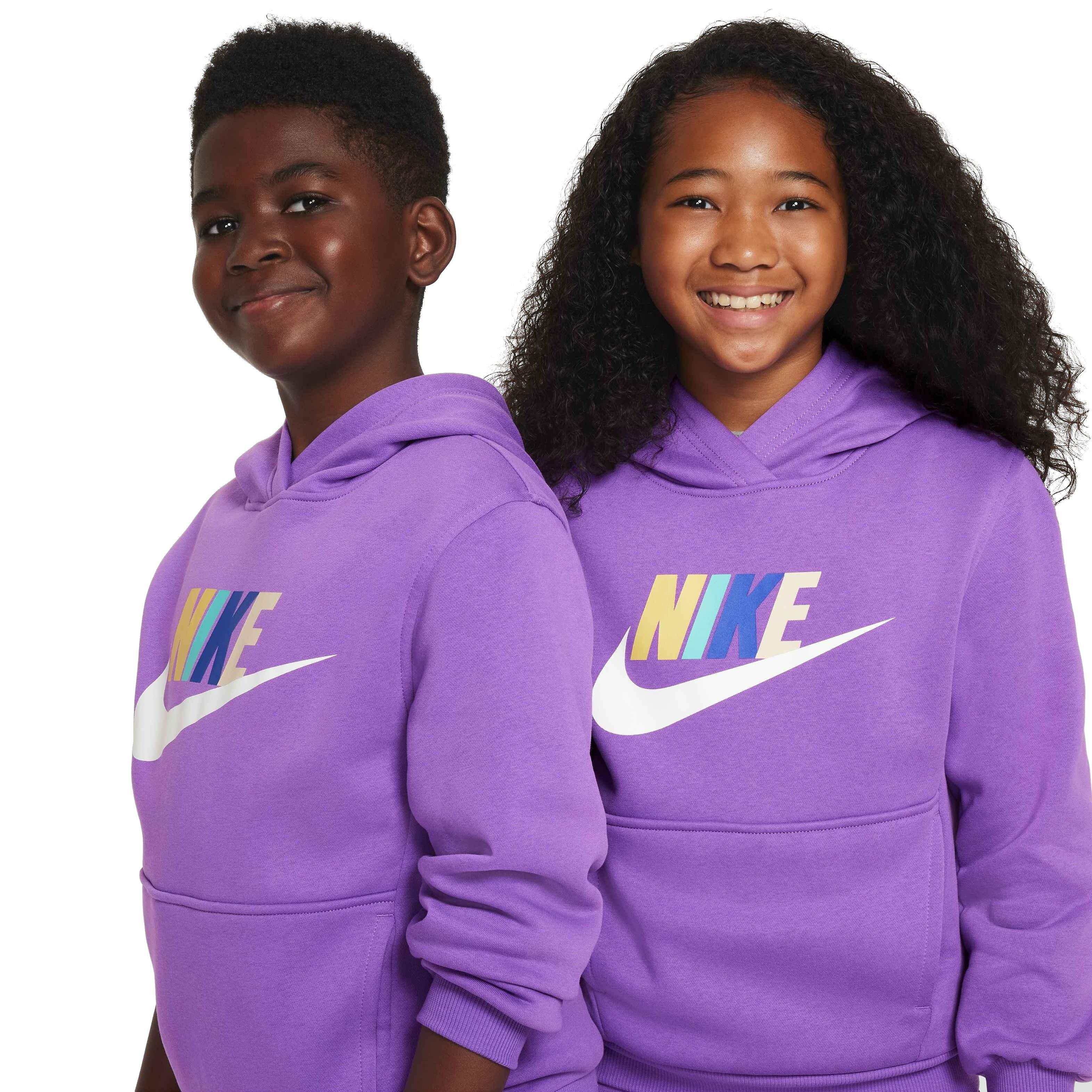 Nike Big Kids' Sportswear Club Fleece Hoodie - BLACK RASPBERRY Thumbnail View 3