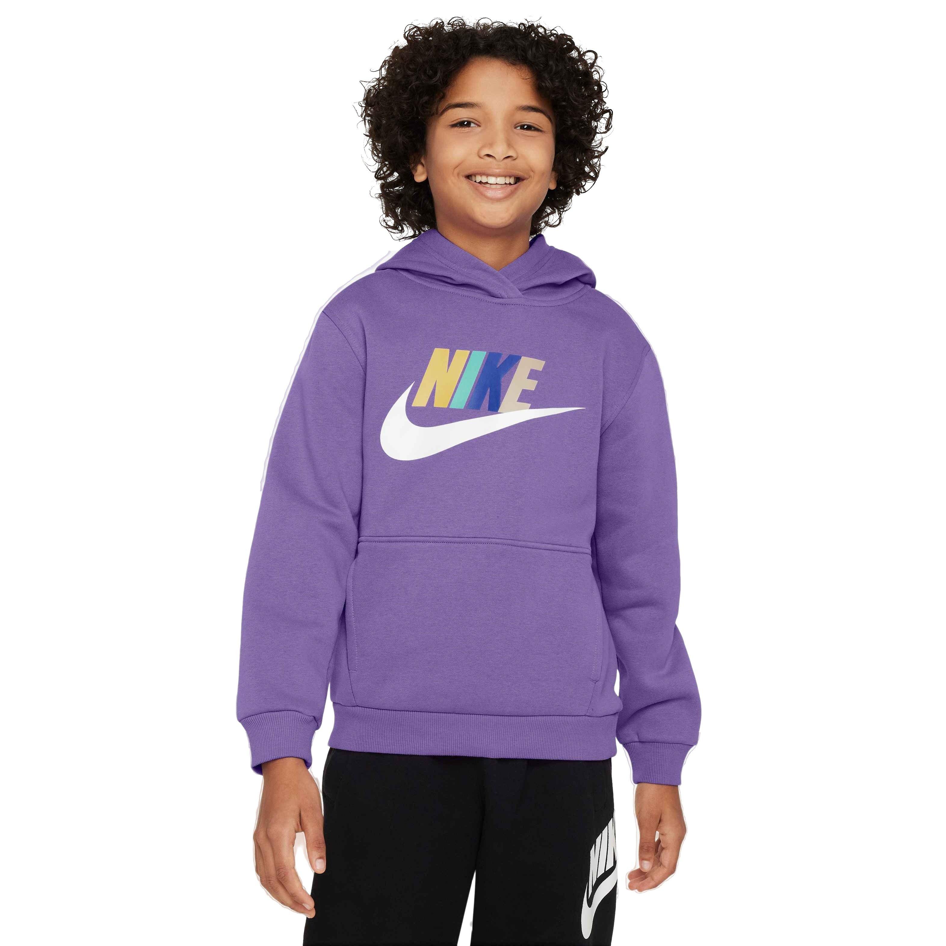Nike Big Kids' Sportswear Club Fleece Hoodie - BLACK RASPBERRY Thumbnail View 4