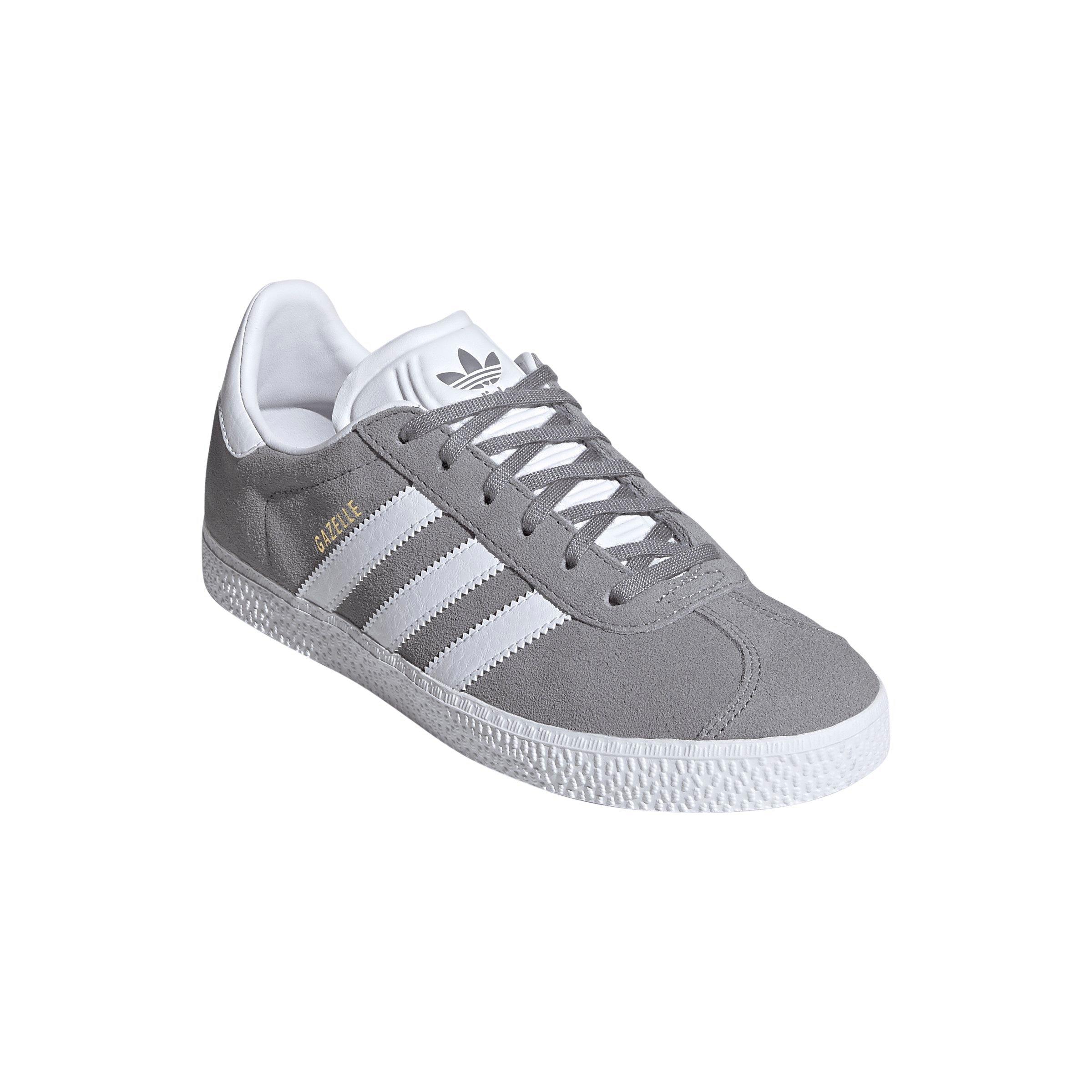 adidas Originals Gazelle "Grey Three/Ftwr White/Gold Metallic" Grade School Boys' Shoe - GREY/WHITE/GOLD Thumbnail View 3