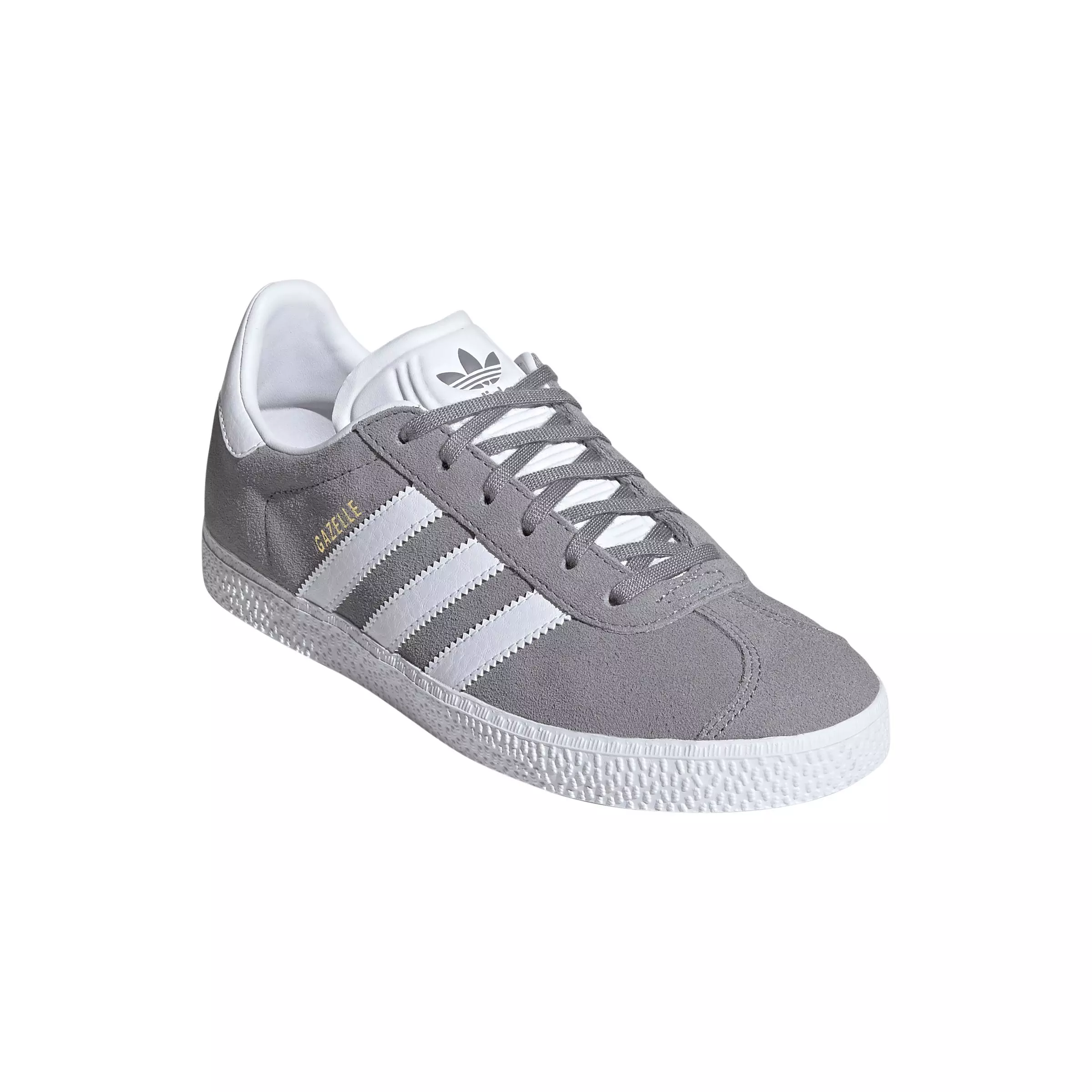 adidas Originals Gazelle "Grey Three/Ftwr White/Gold Metallic" Grade School Boys' Shoe - GREY/WHITE/GOLD