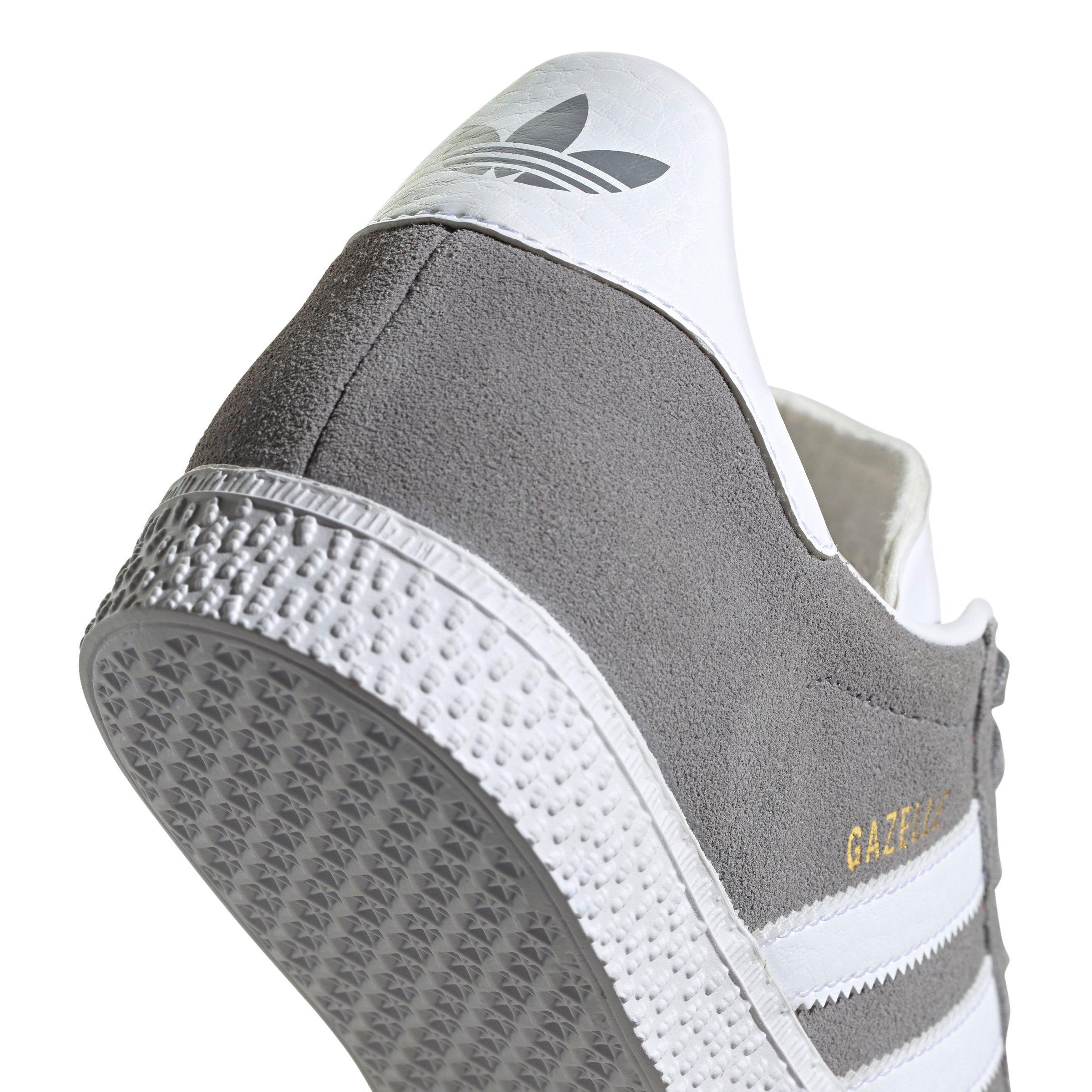 adidas Originals Gazelle "Grey Three/Ftwr White/Gold Metallic" Grade School Boys' Shoe - GREY/WHITE/GOLD Thumbnail View 8