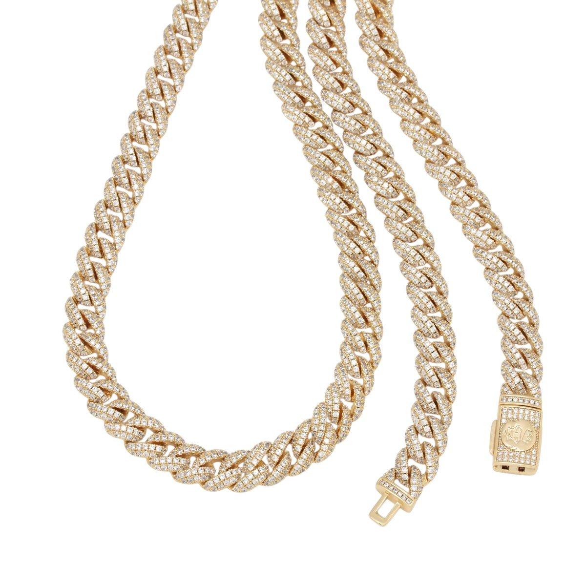 King Ice 10mm Iced Miami Cuban Link Chain - 14K Gold - GOLD