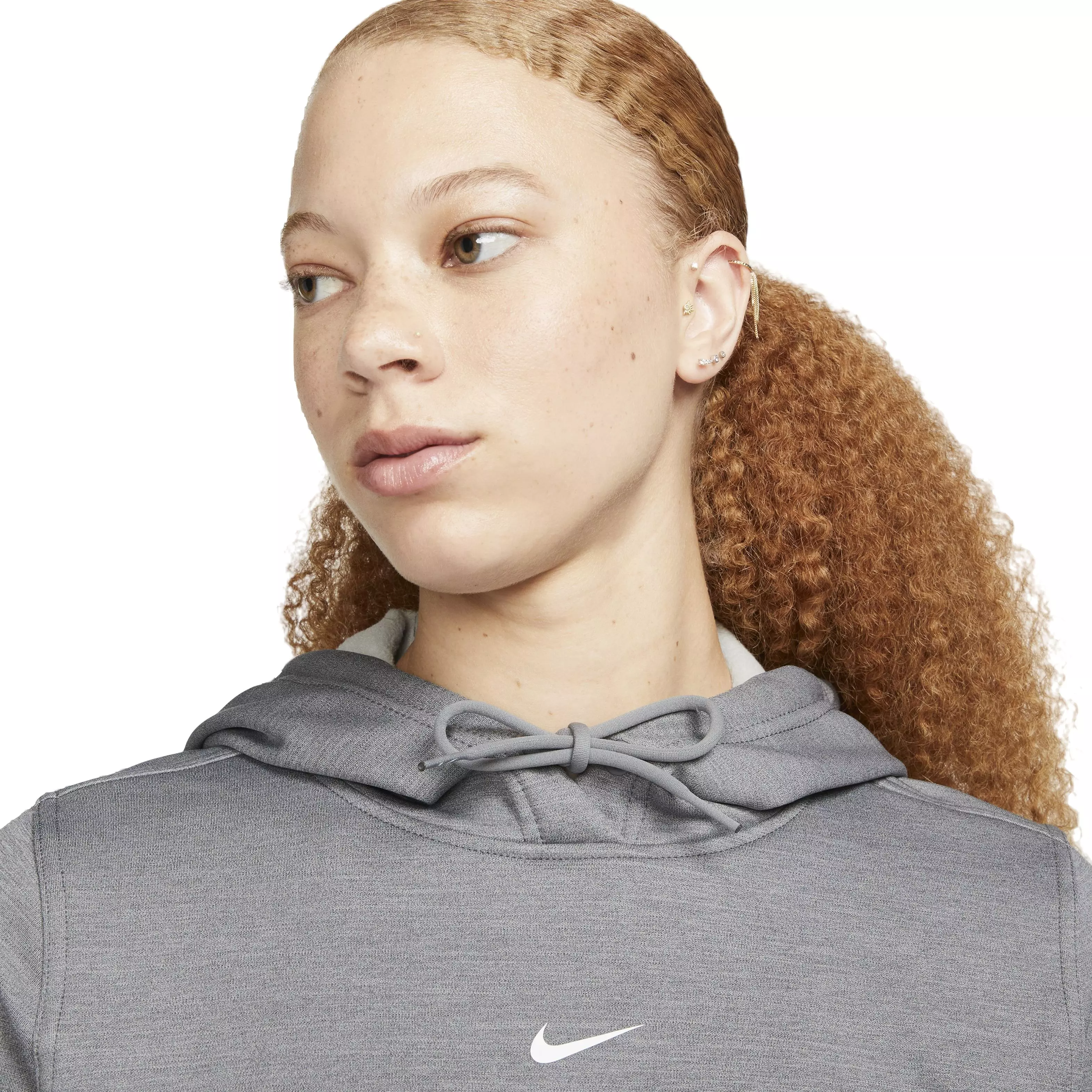 Nike Women's One Therma-FIT LBR Pullover Hoodie - GREY