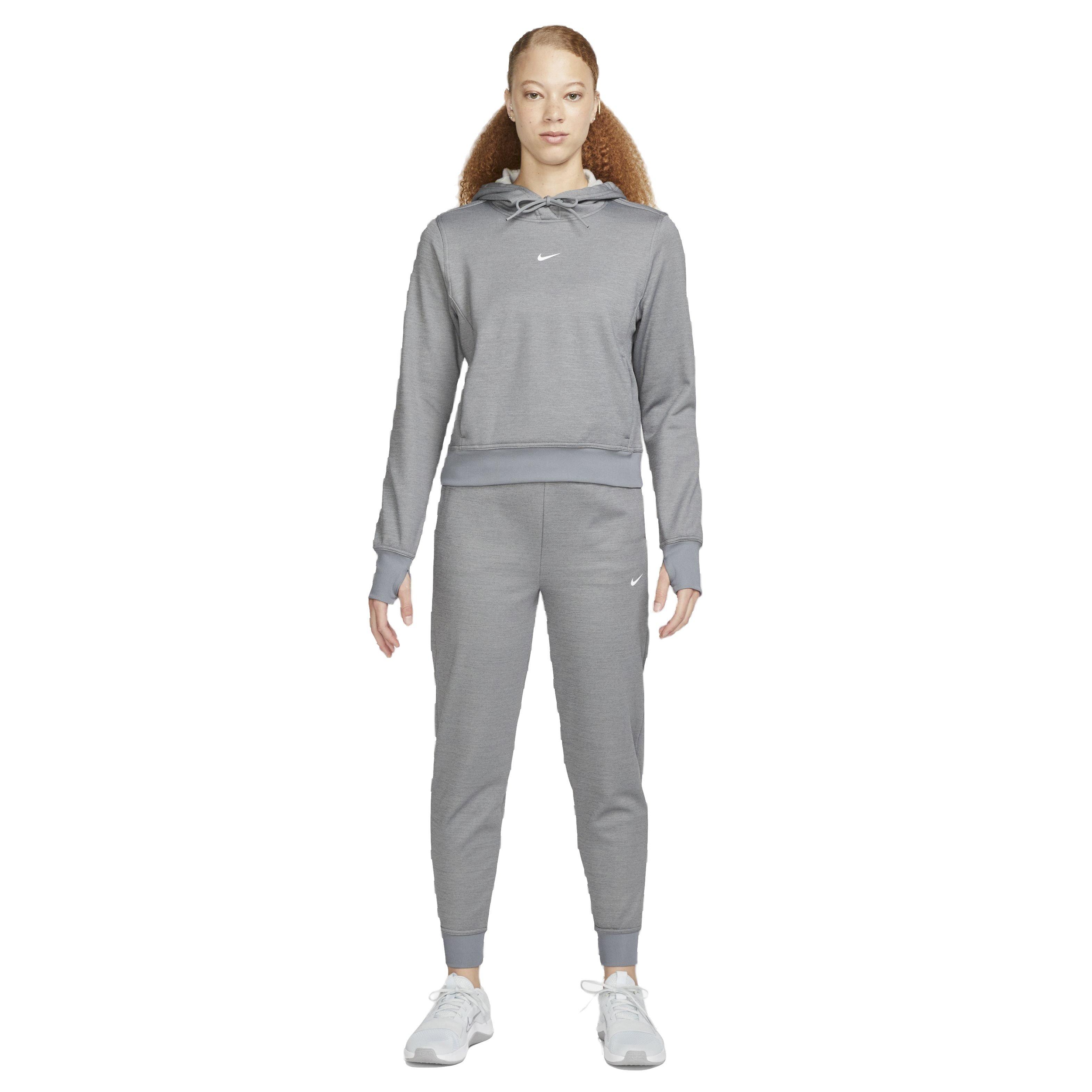 Nike Women's One Therma-FIT LBR Pullover Hoodie - GREY Thumbnail View 6