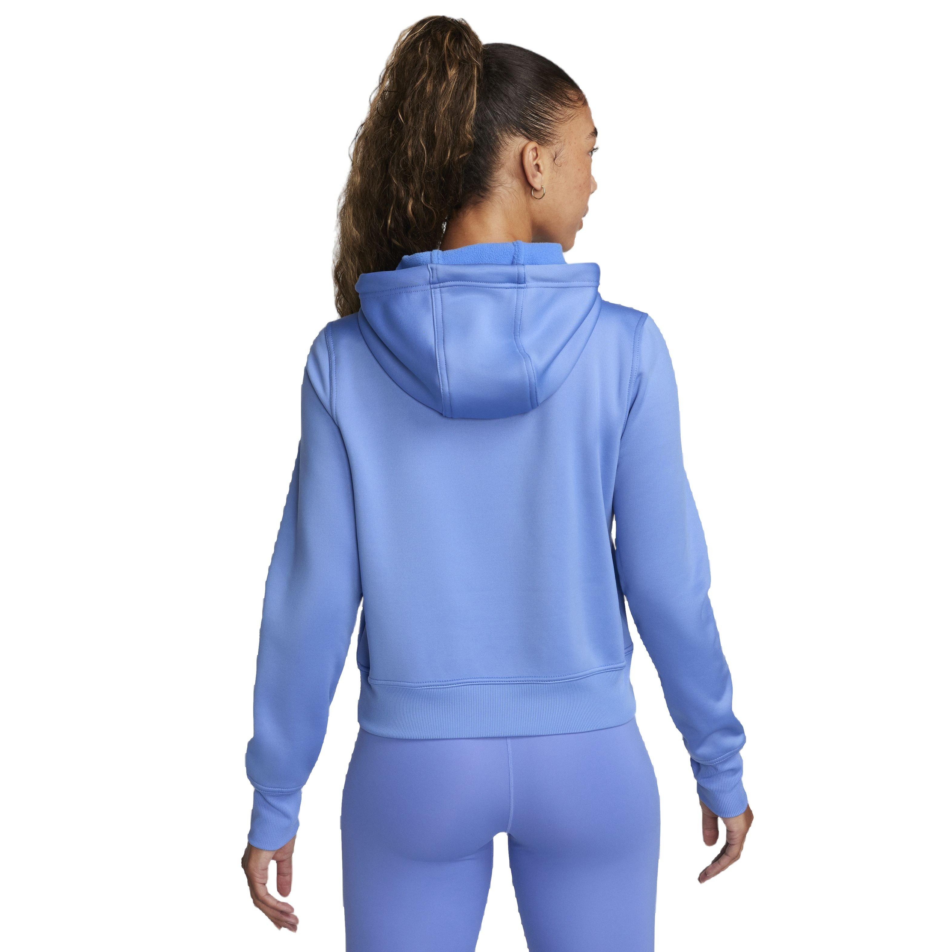 Nike Women's One Therma-FIT LBR Pullover Hoodie - BLUE Thumbnail View 2