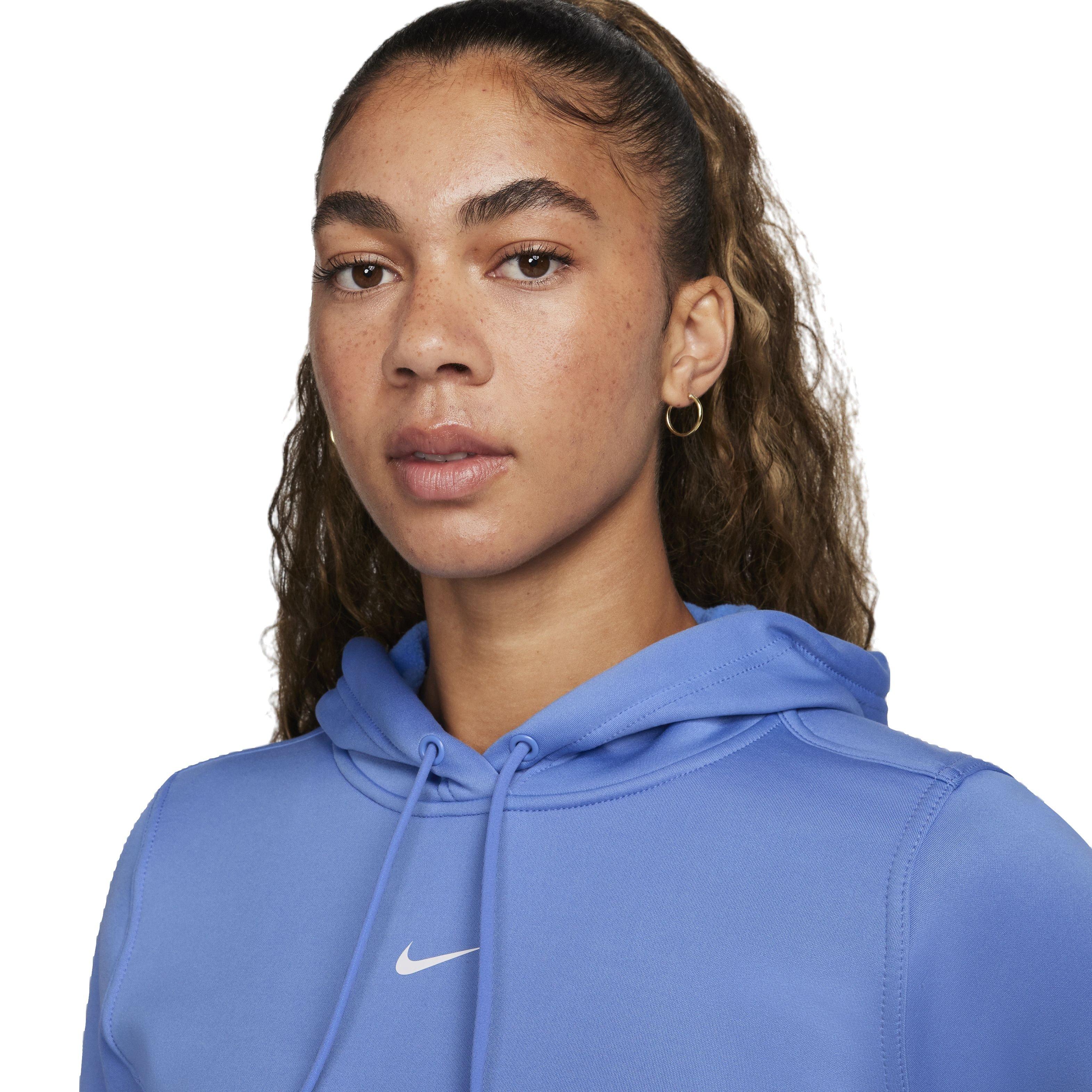 Nike Women's One Therma-FIT LBR Pullover Hoodie - BLUE Thumbnail View 3