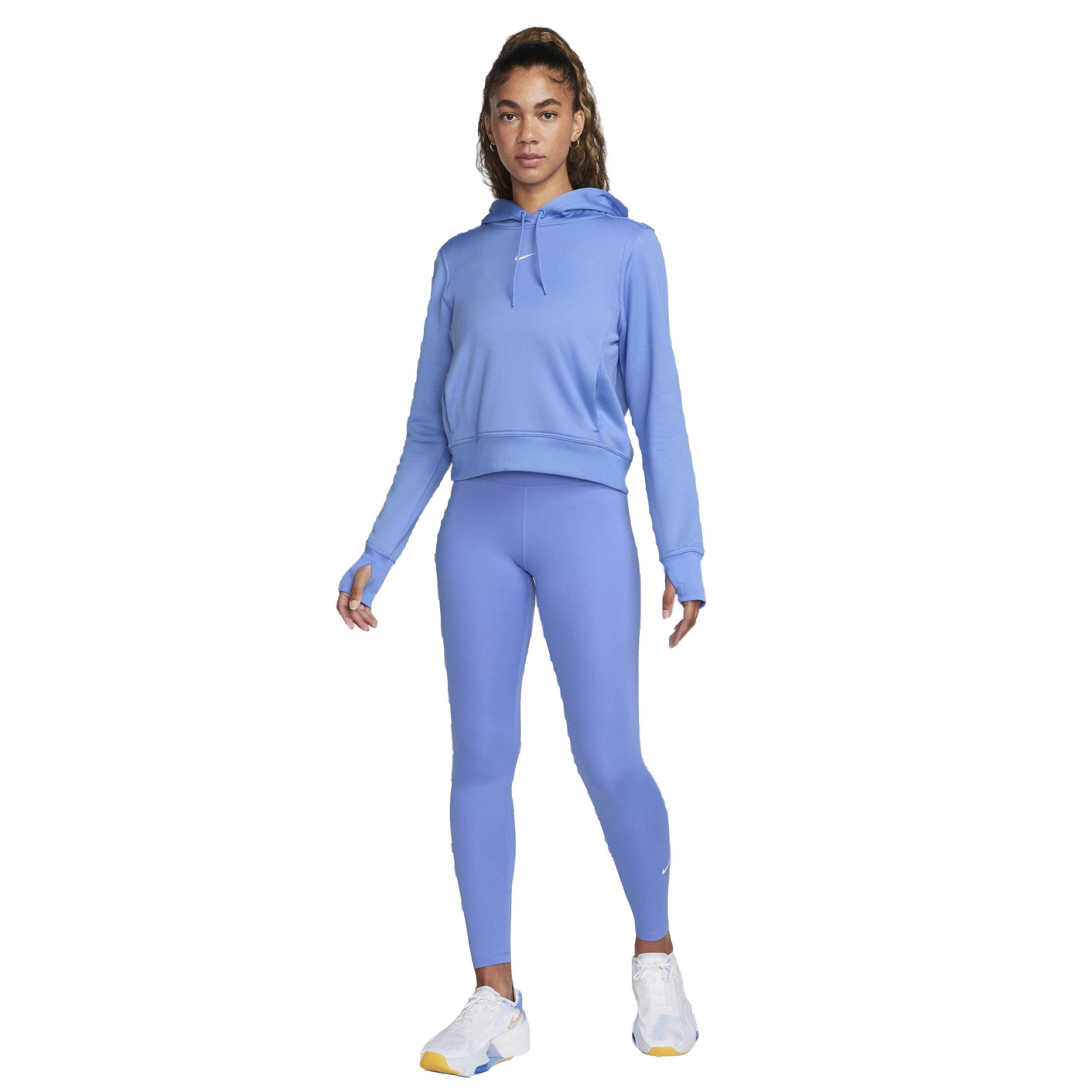 Nike Women's One Therma-FIT LBR Pullover Hoodie - BLUE Thumbnail View 7