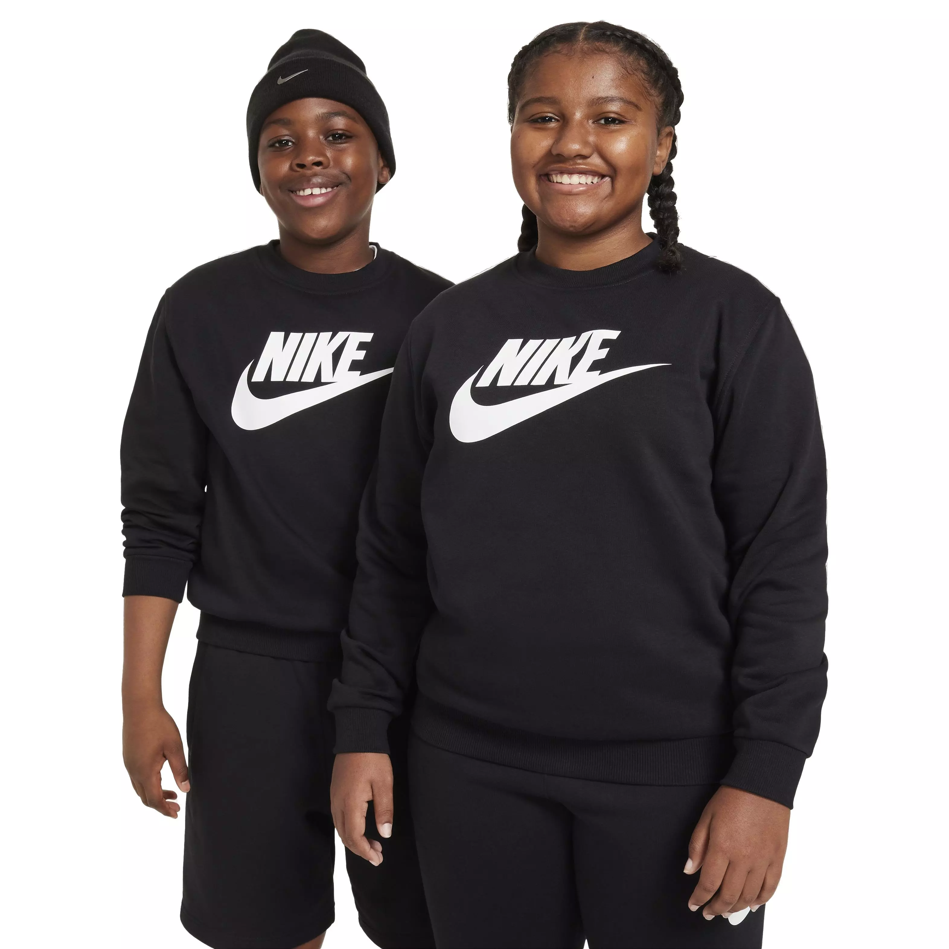 Nike Big Kids' Club Fleece Crew Sweatshirt - BLACK