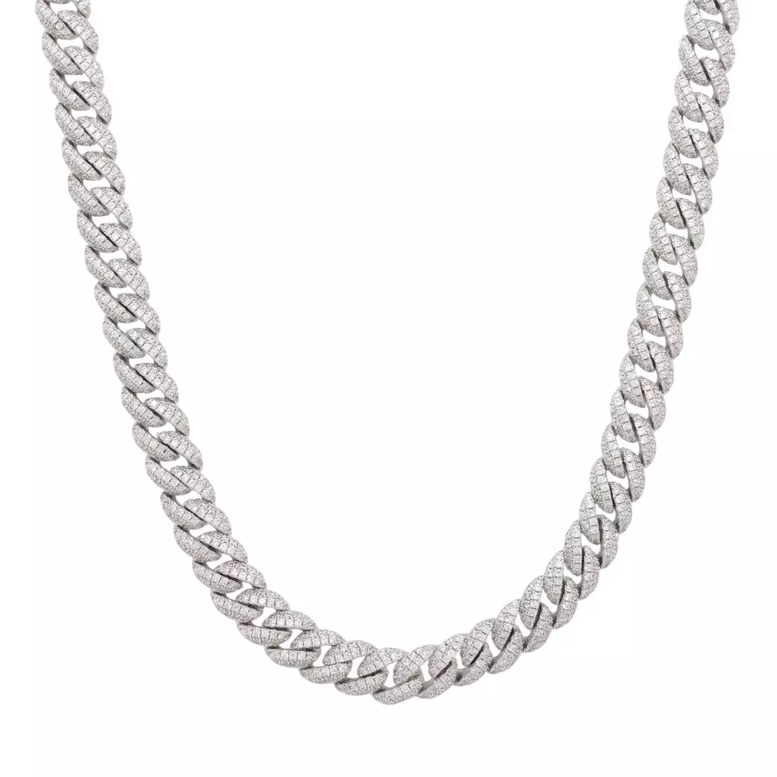 King Ice 10mm Iced Miami Cuban Link Chain - White Gold - WHITE GOLD