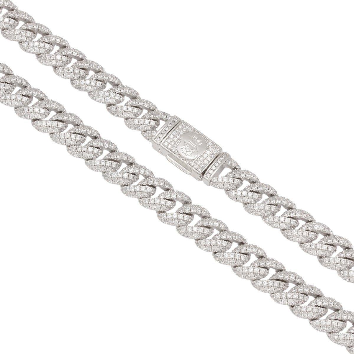 King Ice 10mm Iced Miami Cuban Link Chain - White Gold - WHITE GOLD