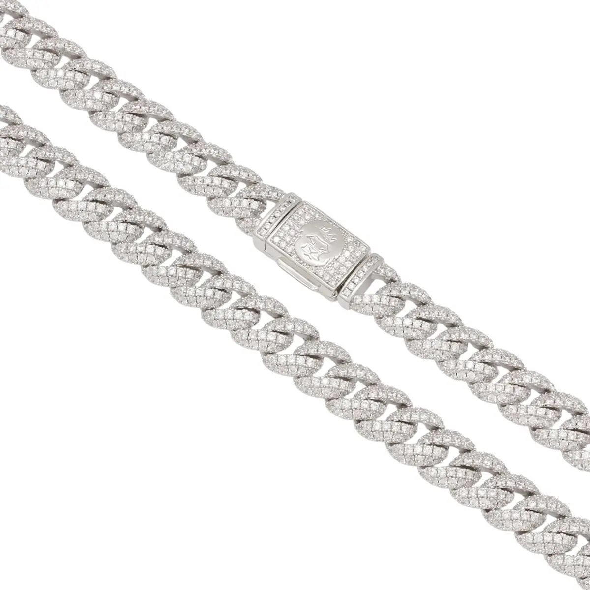 King Ice 10mm Iced Miami Cuban Link Chain - White Gold - WHITE GOLD