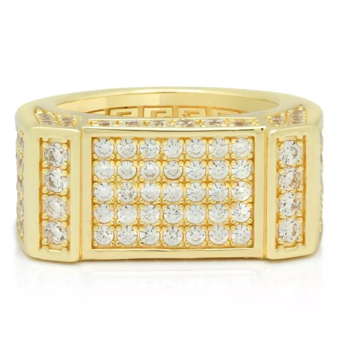 King Ice Iced Rectangle Ring - Gold - GOLD