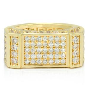 King Ice Iced Rectangle Ring - Gold - GOLD