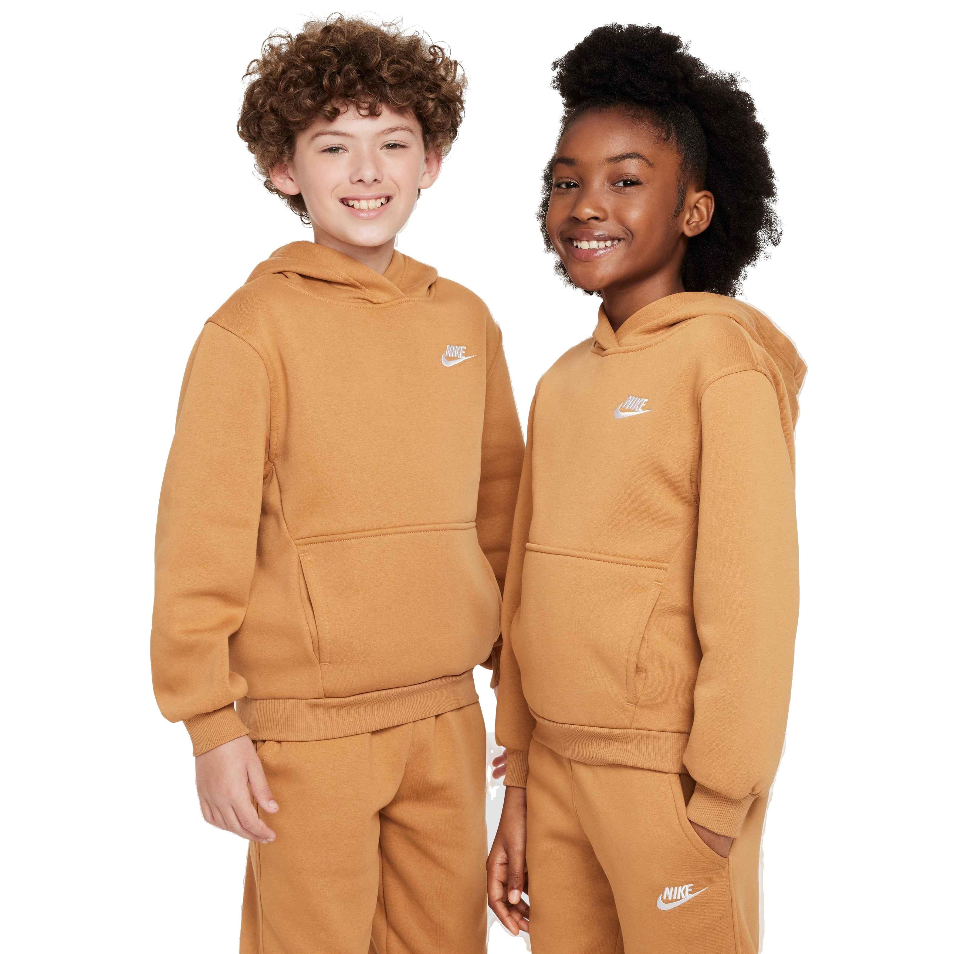 Nike Big Kids' Sportswear Club Fleece Pullover Hoodie - BROWN