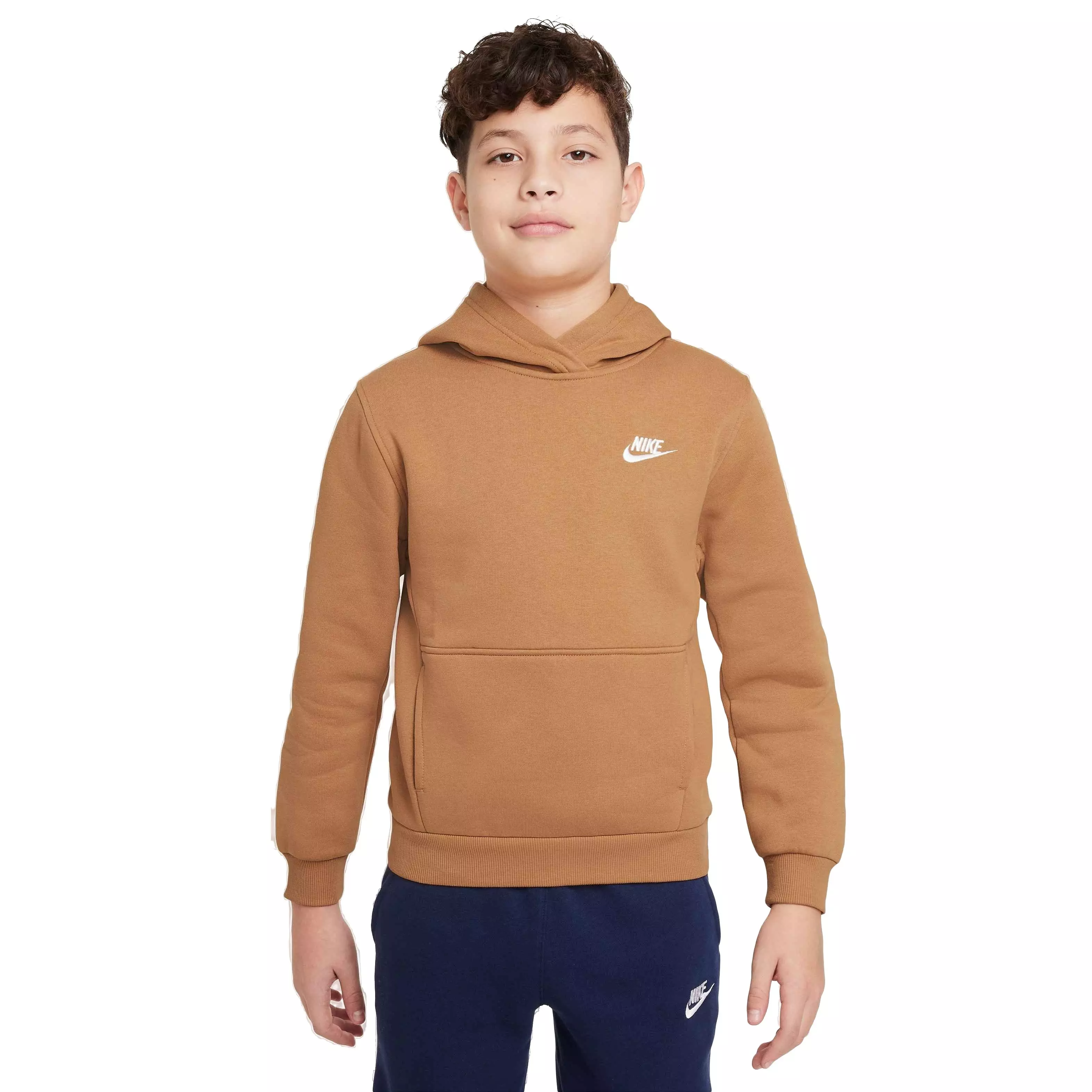 Nike Big Kids' Sportswear Club Fleece Pullover Hoodie - BROWN