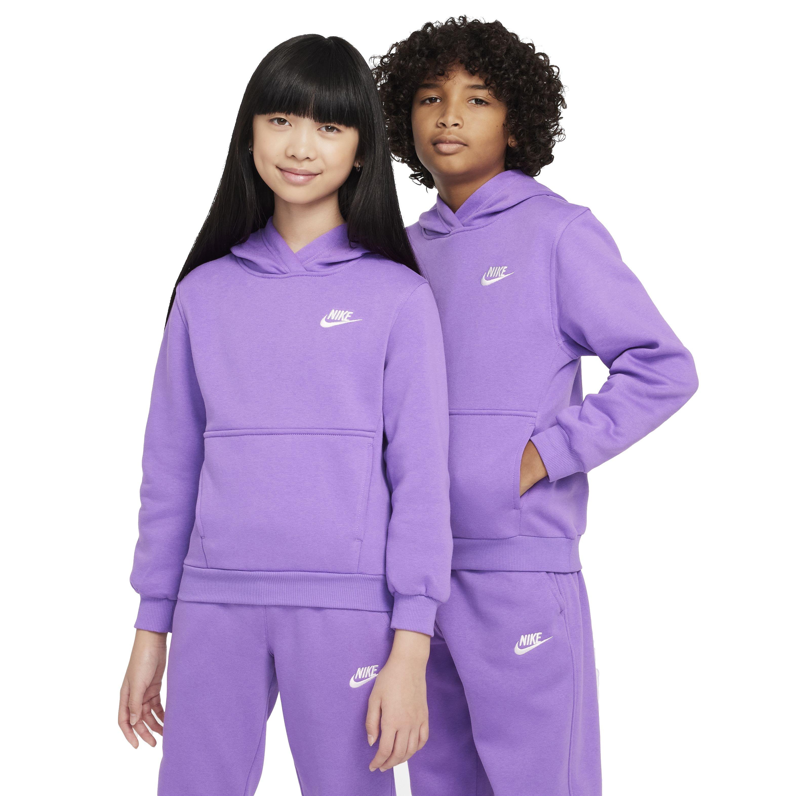 Nike Big Kids' Sportswear Club Fleece Pullover Hoodie - BLACK RASPBERRY Thumbnail View 1