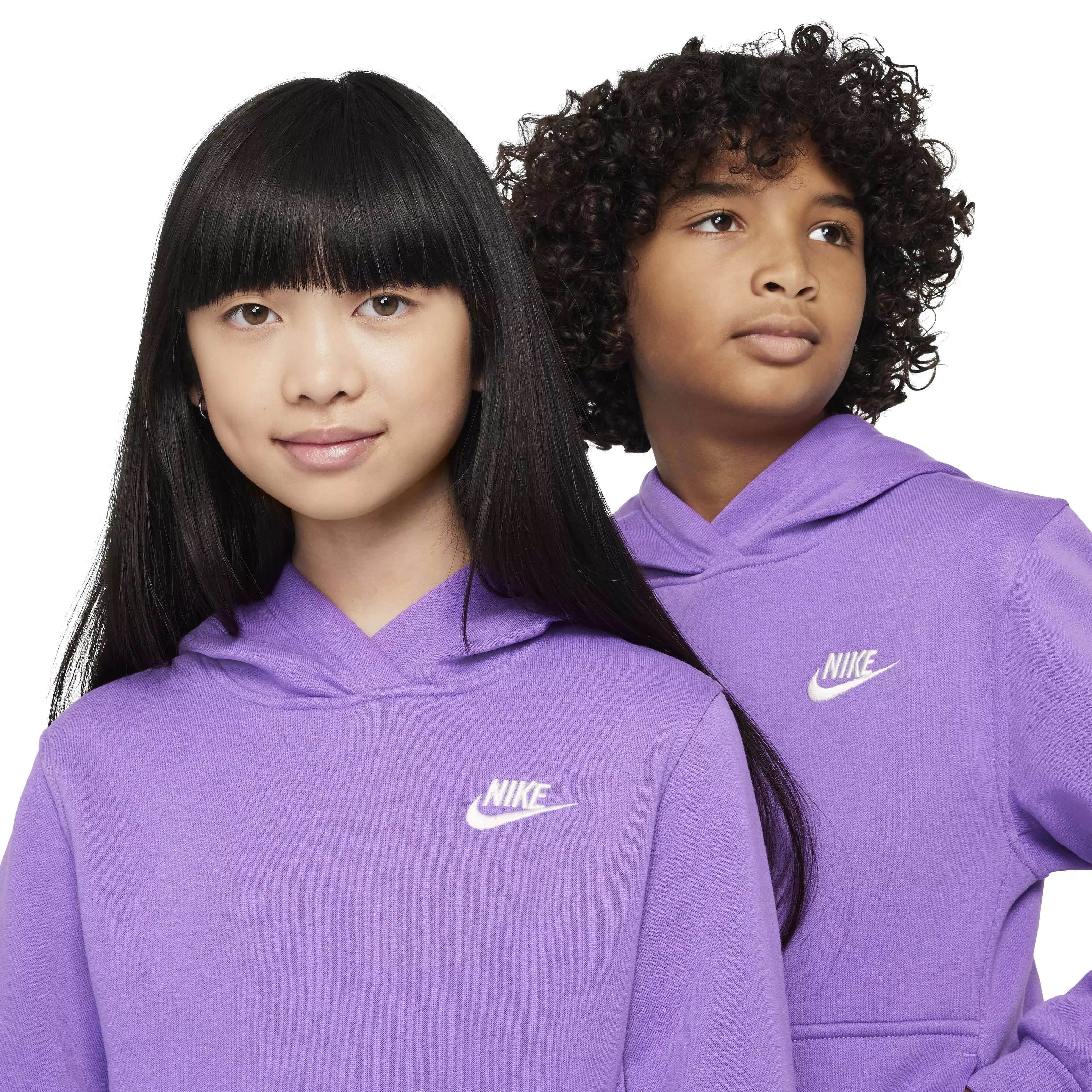 Nike Big Kids' Sportswear Club Fleece Pullover Hoodie - BLACK RASPBERRY
