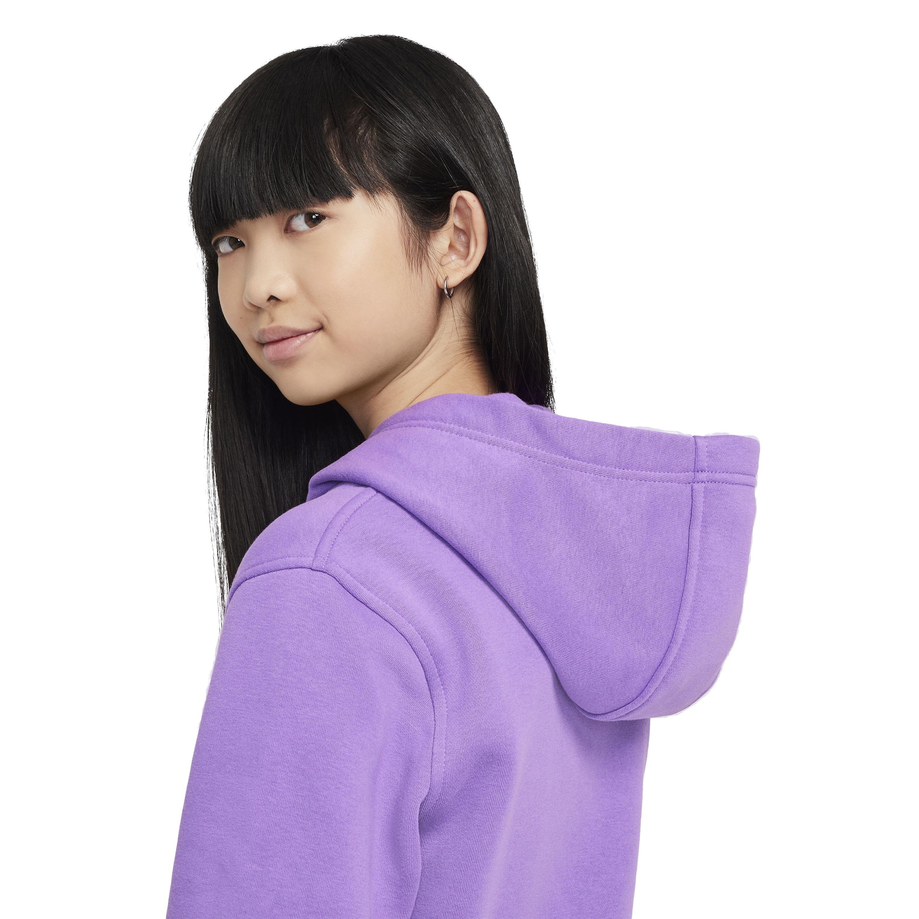 Nike Big Kids' Sportswear Club Fleece Pullover Hoodie - BLACK RASPBERRY Thumbnail View 6