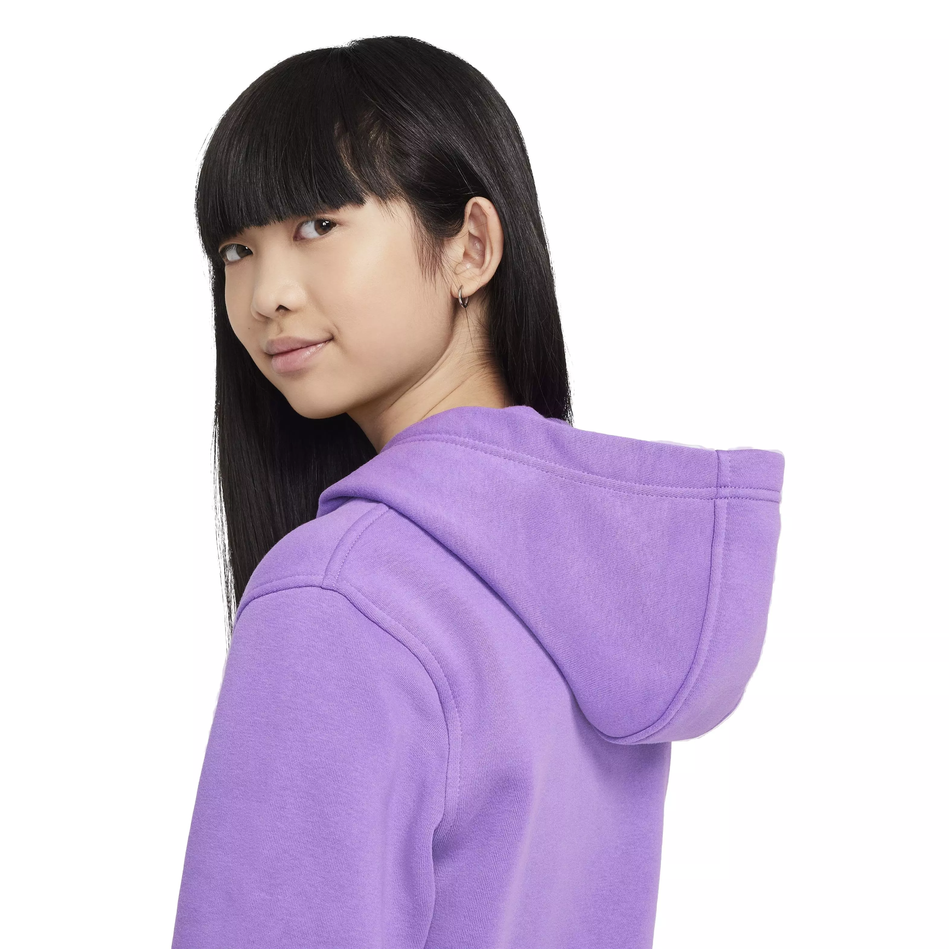 Nike Big Kids' Sportswear Club Fleece Pullover Hoodie - BLACK RASPBERRY