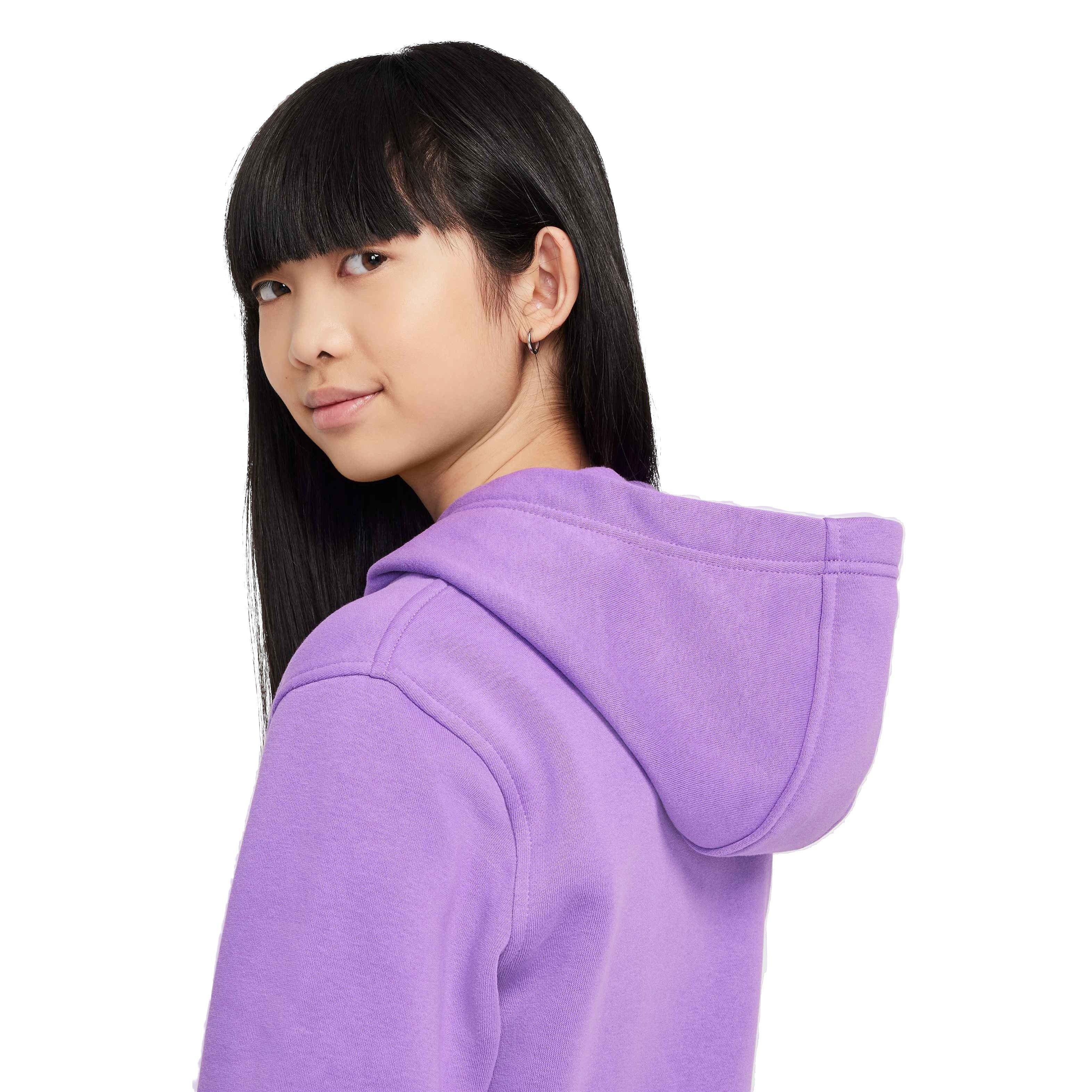 Nike Big Kids' Sportswear Club Fleece Pullover Hoodie - BLACK RASPBERRY Thumbnail View 8