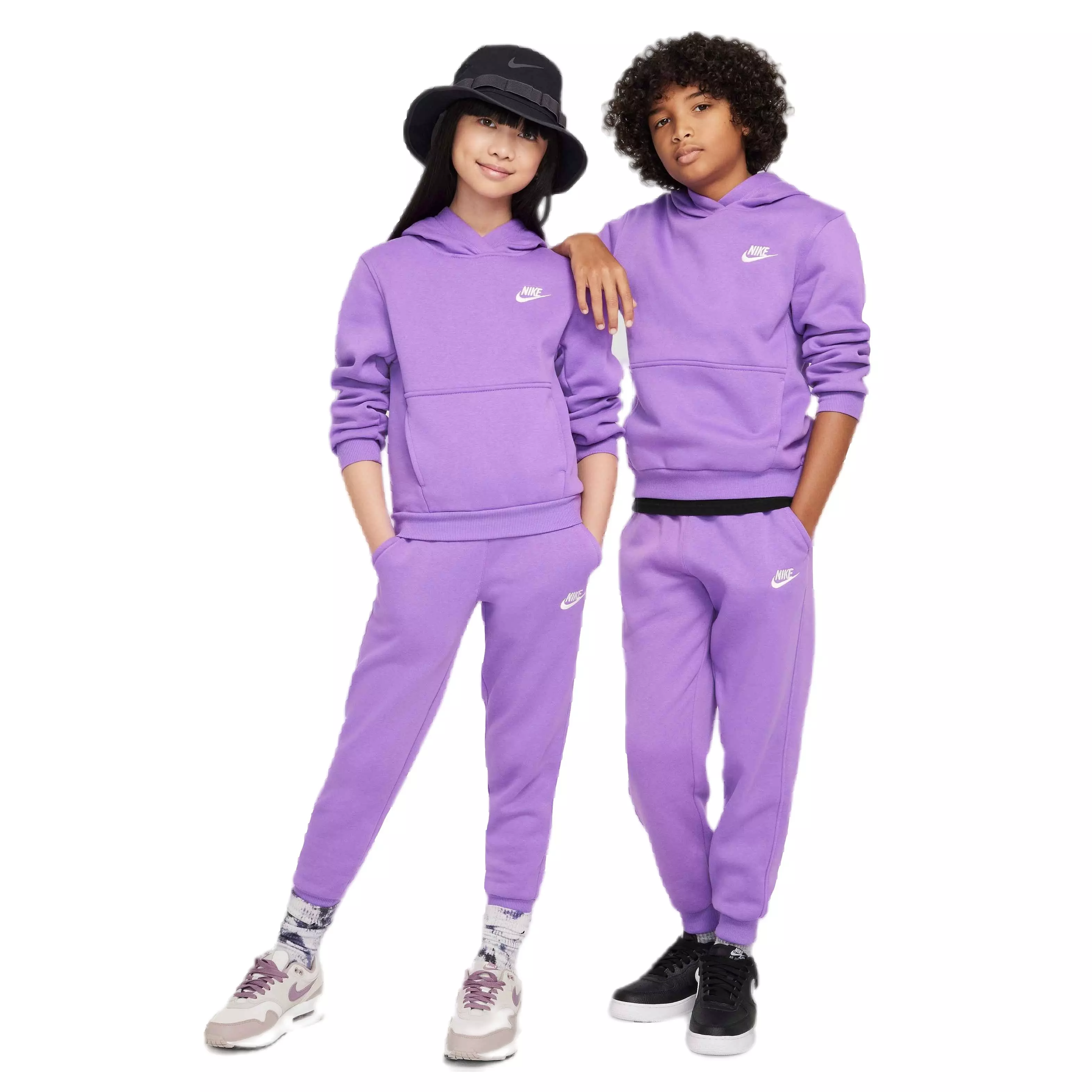 Nike Big Kids' Sportswear Club Fleece Pullover Hoodie - BLACK RASPBERRY