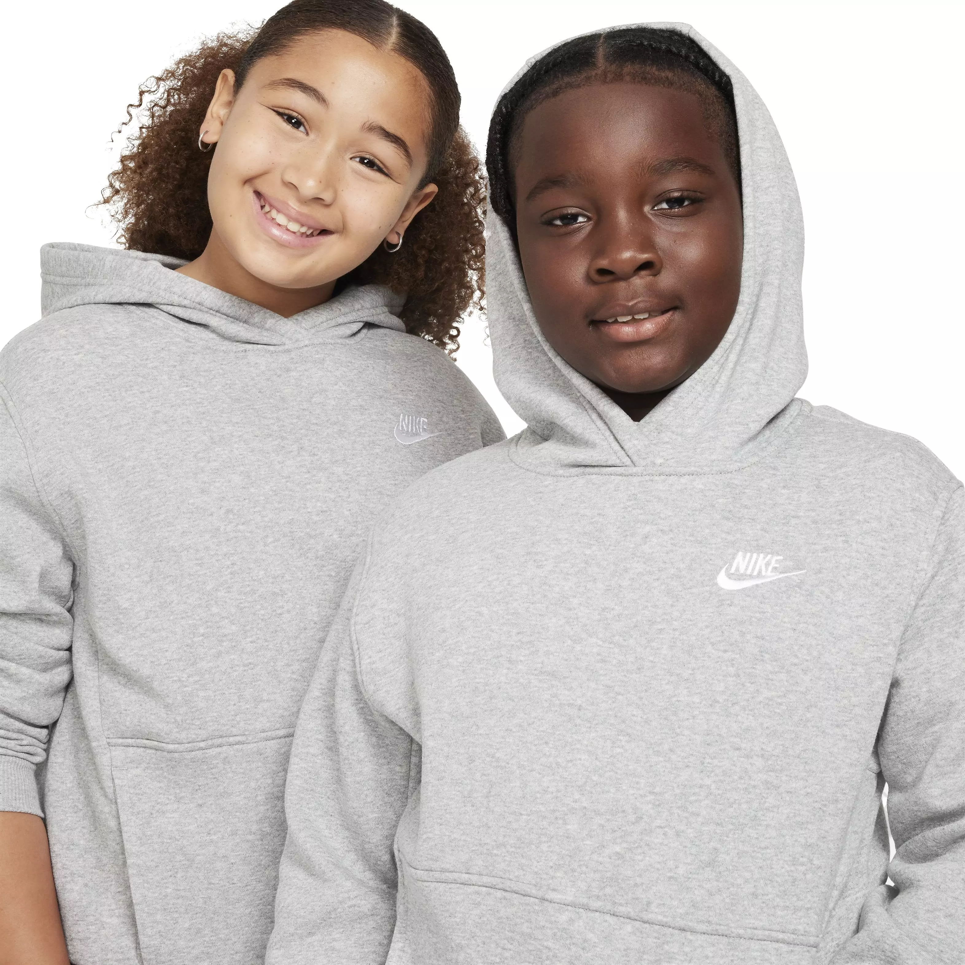 Nike Big Kids' Sportswear Pullover Club Fleece Hoodie - GREY