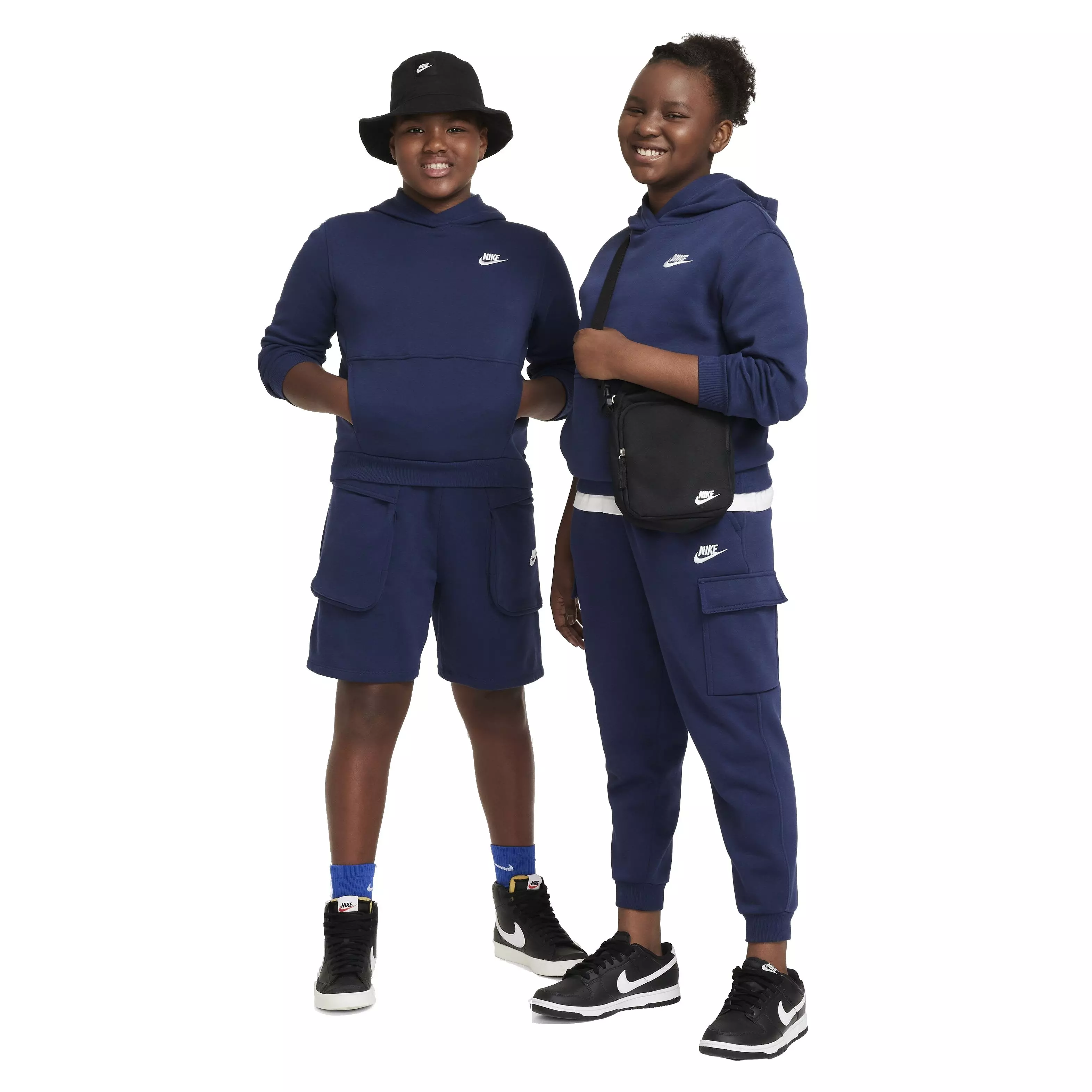 Nike Big Kids' Sportswear Pullover Club Fleece Hoodie - BLUE