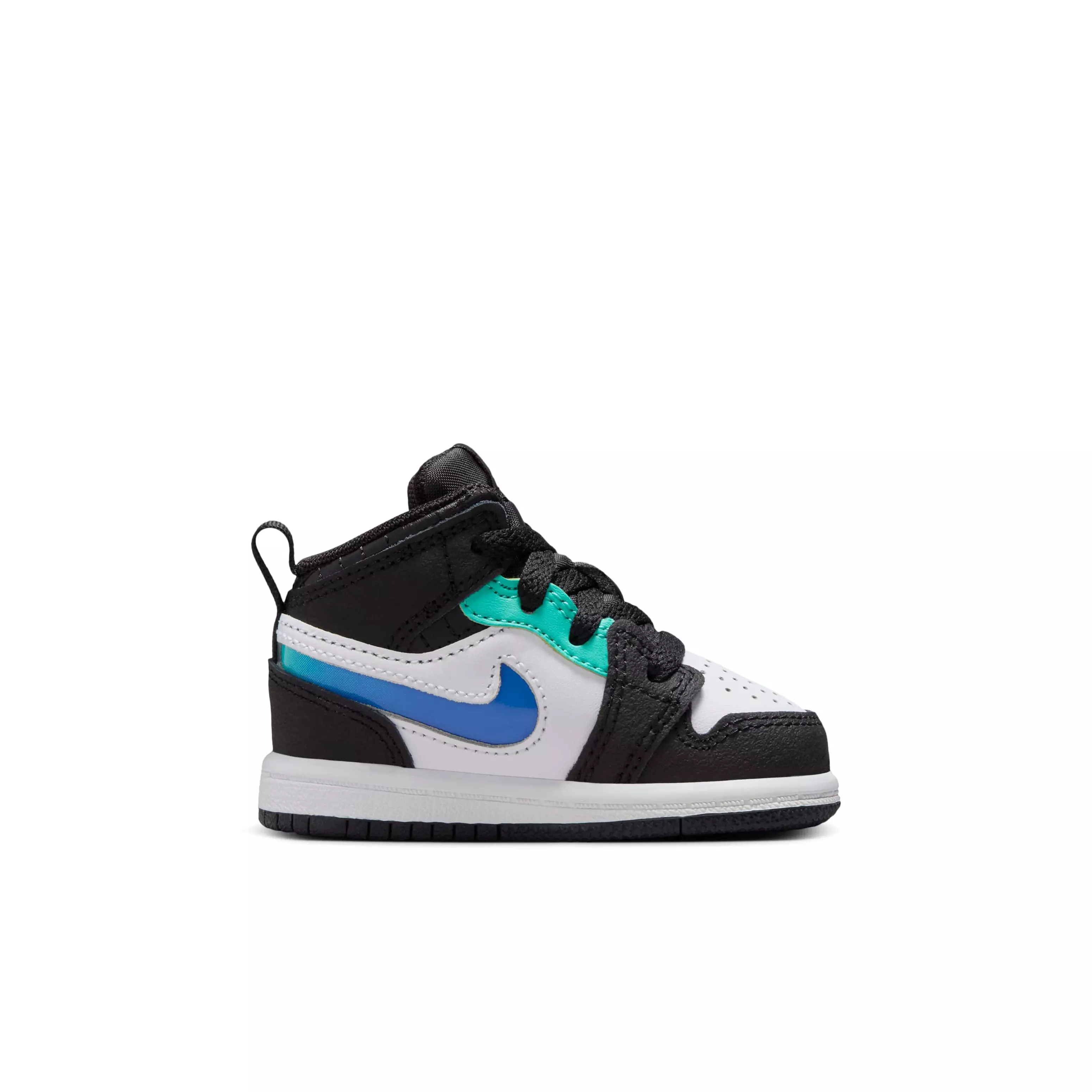 Jordan 1 Mid "Black/White/Hyper Jade/Siren Red" Infant Boys' Shoe - BLACK/WHITE/JADE/RED
