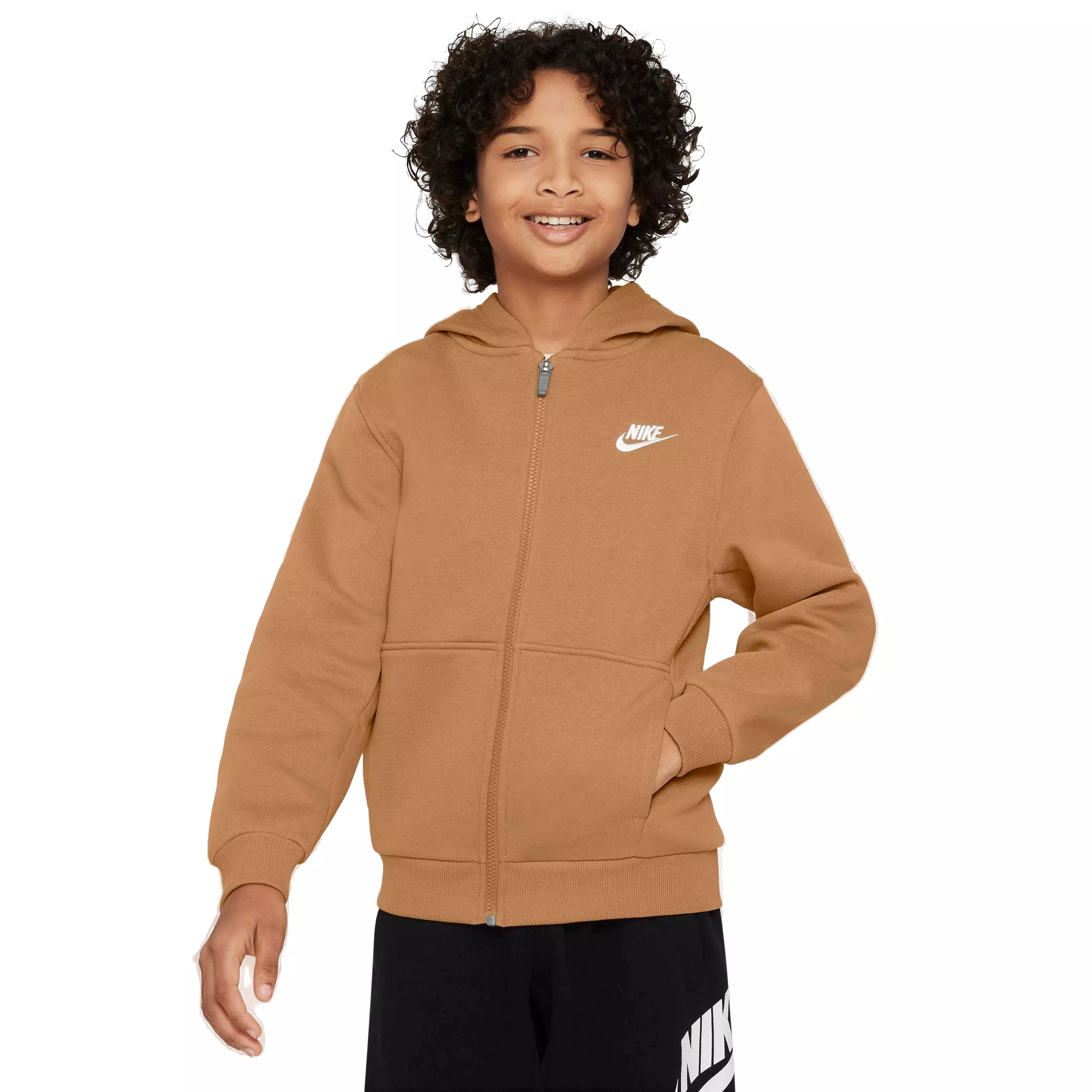 Nike Big Kids' Sportswear Club Fleece Full-Zip Jacket - BROWN