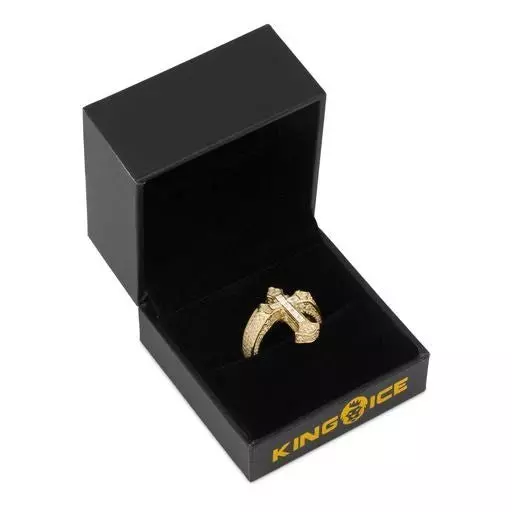 King Ice Fleur De Lis Cross Ring - Gold - GOLD