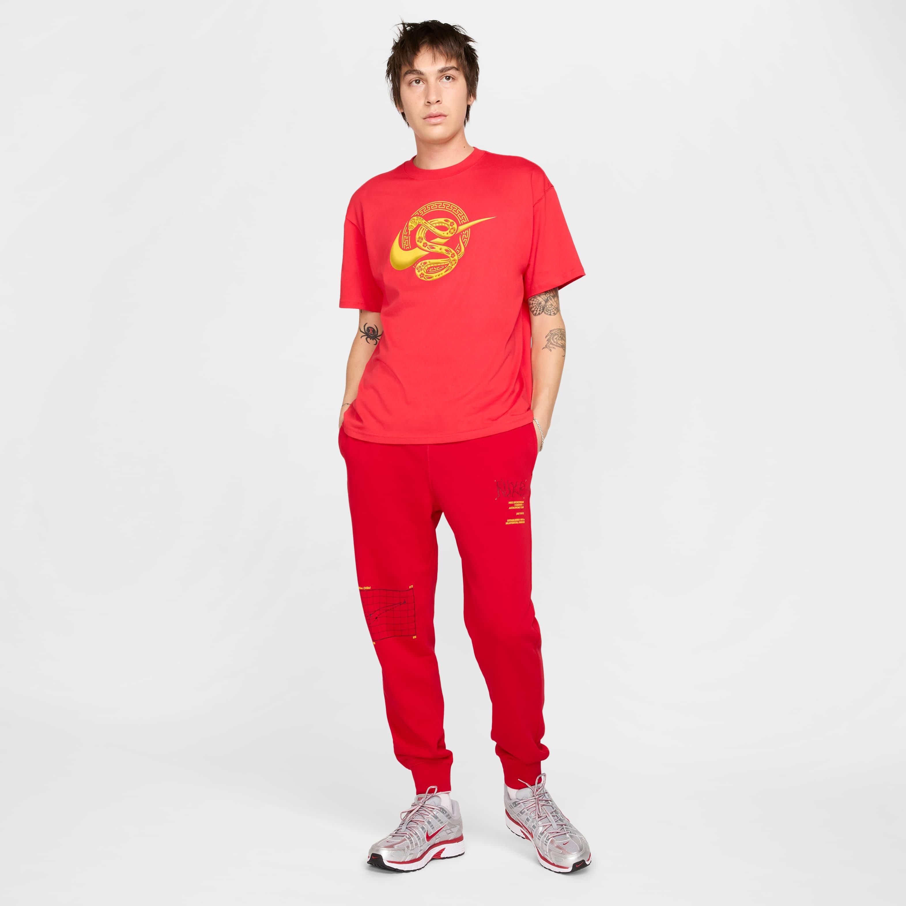 Nike Men's Club Moon Graphic French Terry Joggers - RED Thumbnail View 7