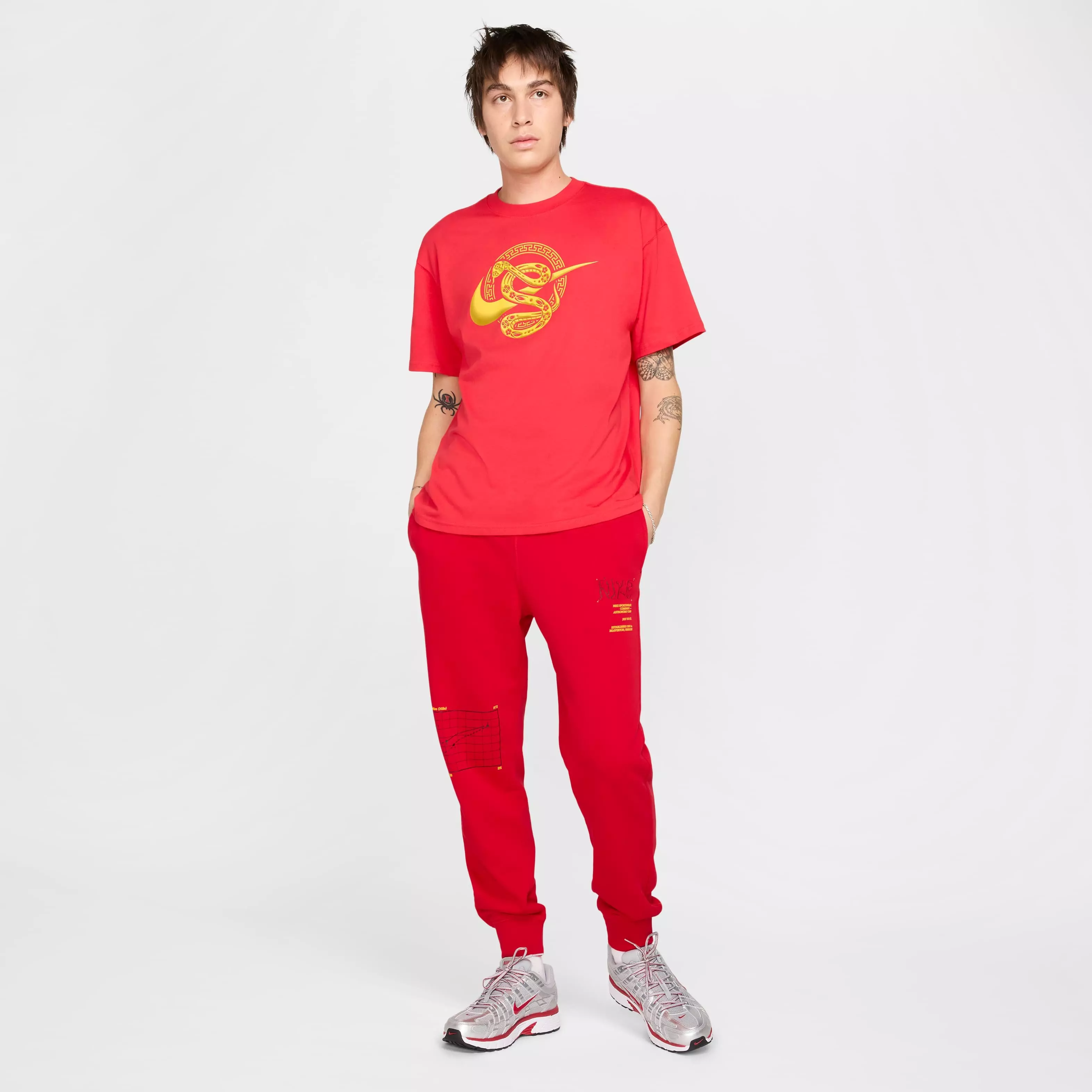 Nike Men's Club Moon Graphic French Terry Joggers - RED