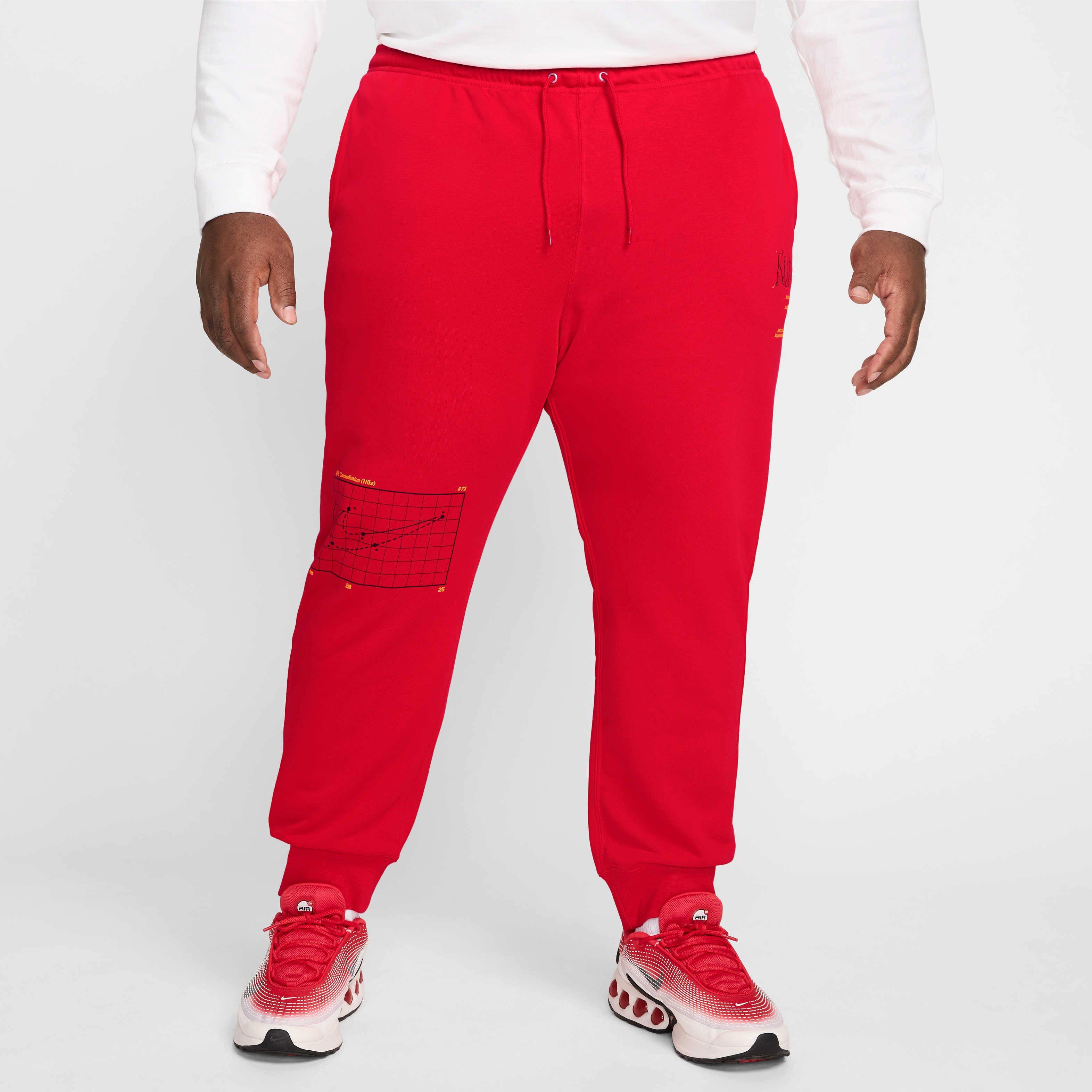 Nike Men's Club Moon Graphic French Terry Joggers - RED Thumbnail View 8