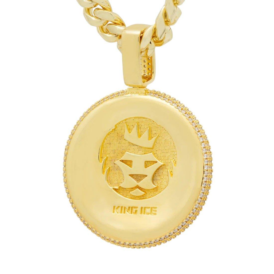 King Ice Lion Shield Necklace - GOLD