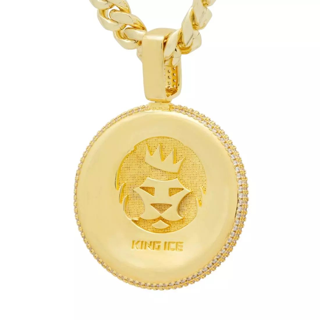 King Ice Lion Shield Necklace - GOLD