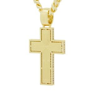 King Ice Baguette Cut Cross Necklace - GOLD