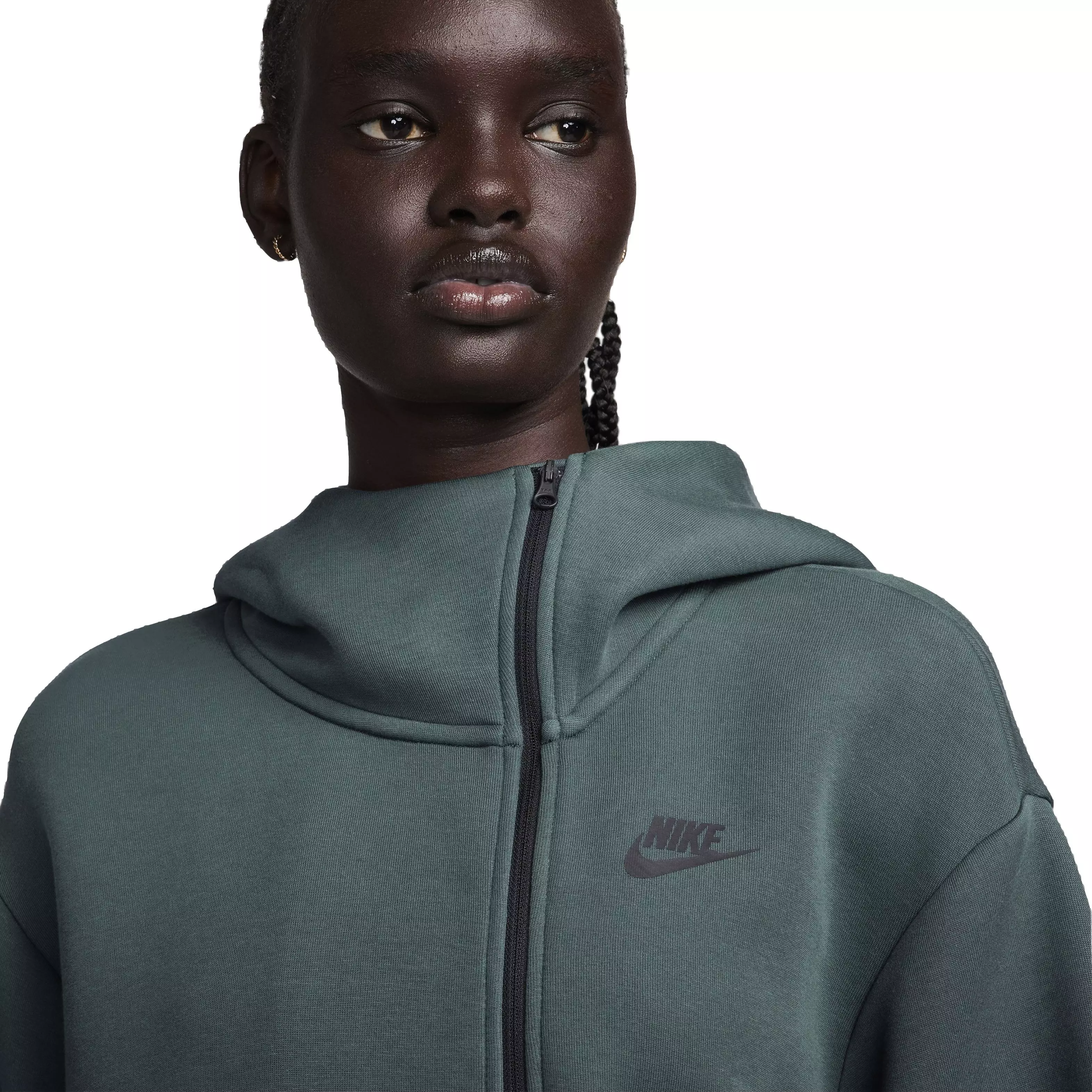Nike Women's Sportswear Tech Fleece Oversized Full-Zip Hoodie Cape - DK GREEN