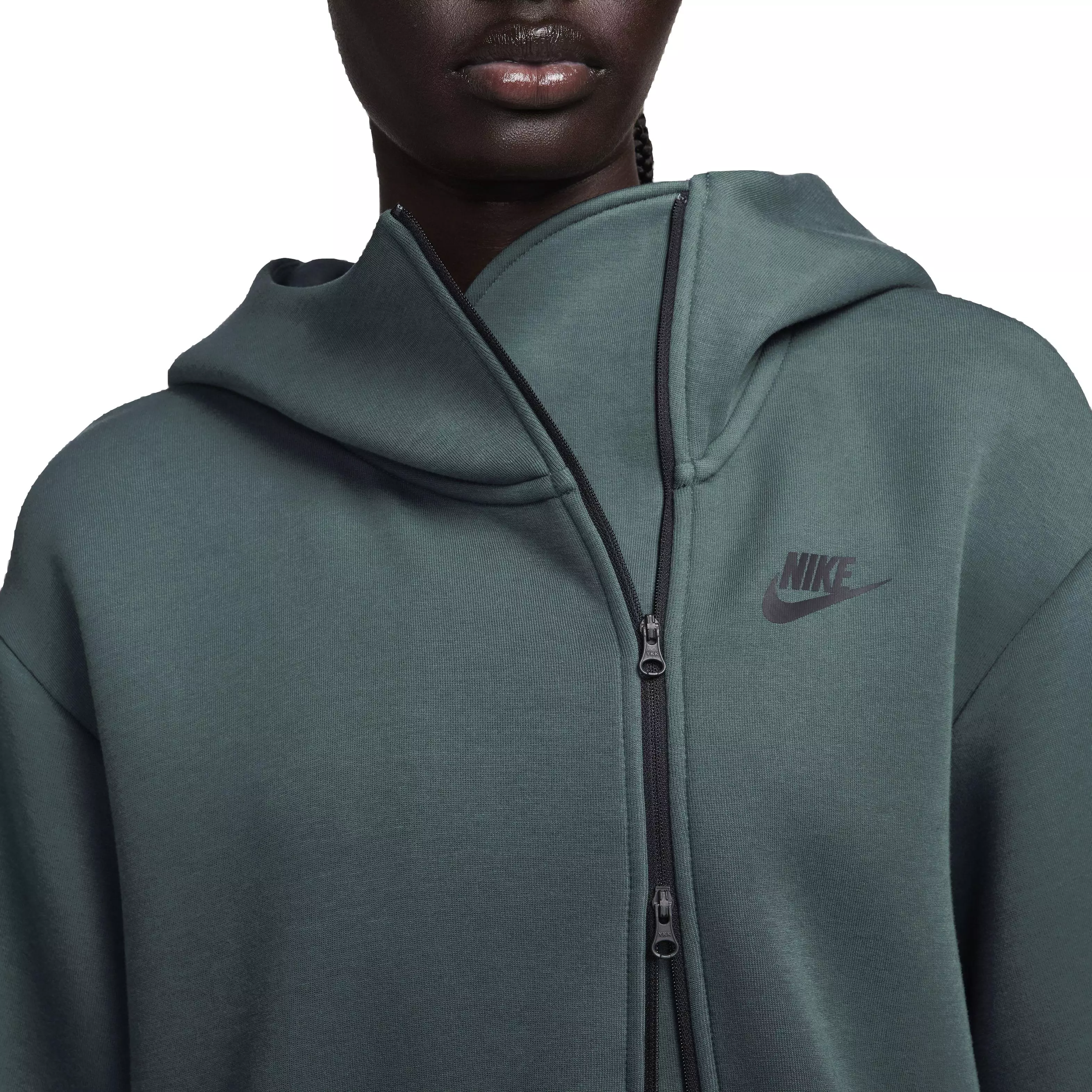 Nike Women's Sportswear Tech Fleece Oversized Full-Zip Hoodie Cape - DK GREEN