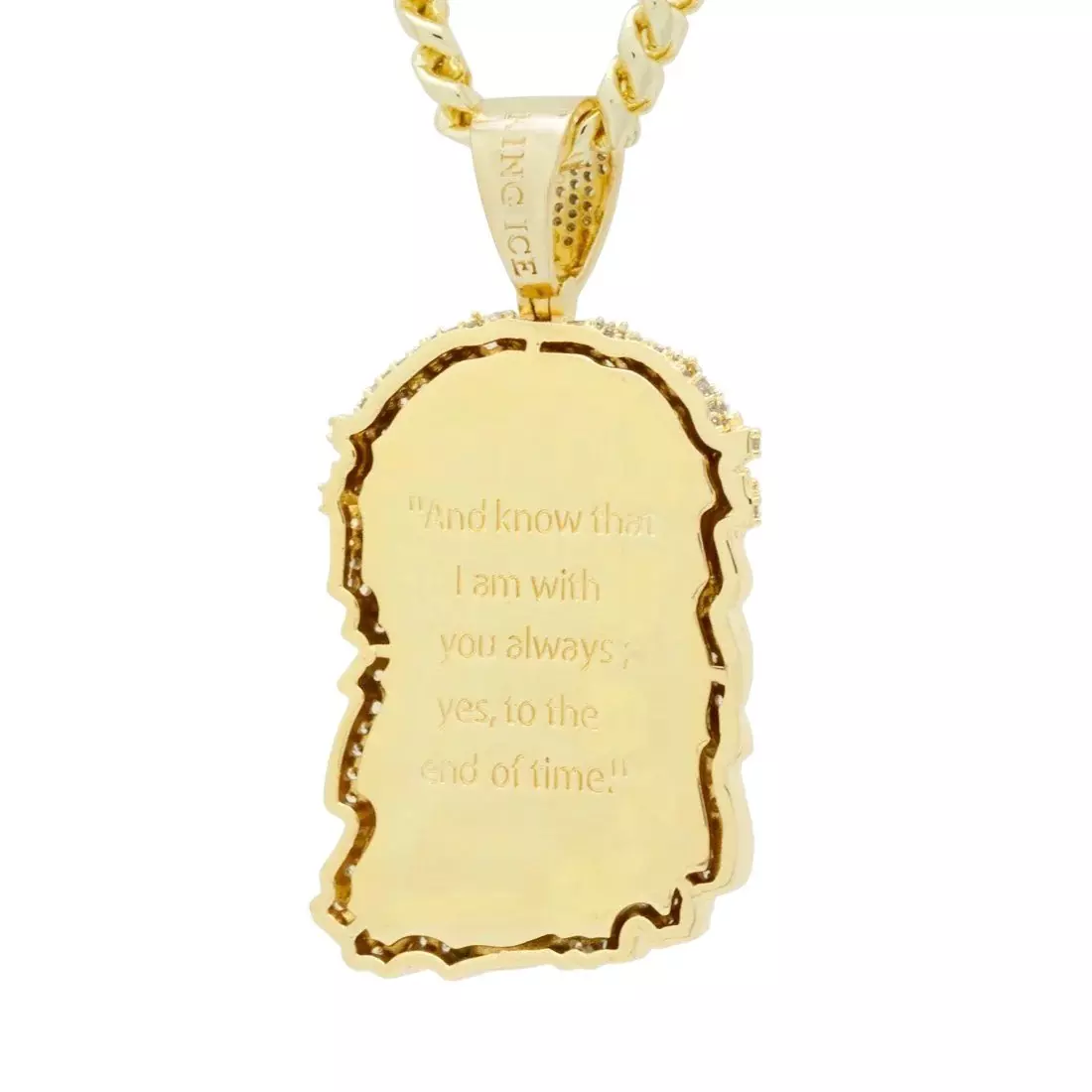 King Ice Christ Head 3.1" Necklace - GOLD